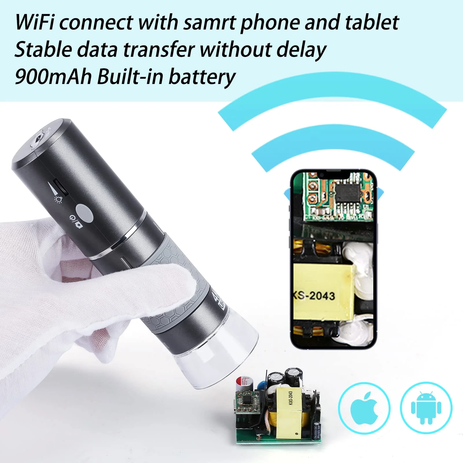 HD 4K 3840x2160P WiFi Digital Microscope Camera for iPhone Android Phone and Windows Mac PC, Wireless Handheld Microscope with Stand for Adults and Kids - Image 2