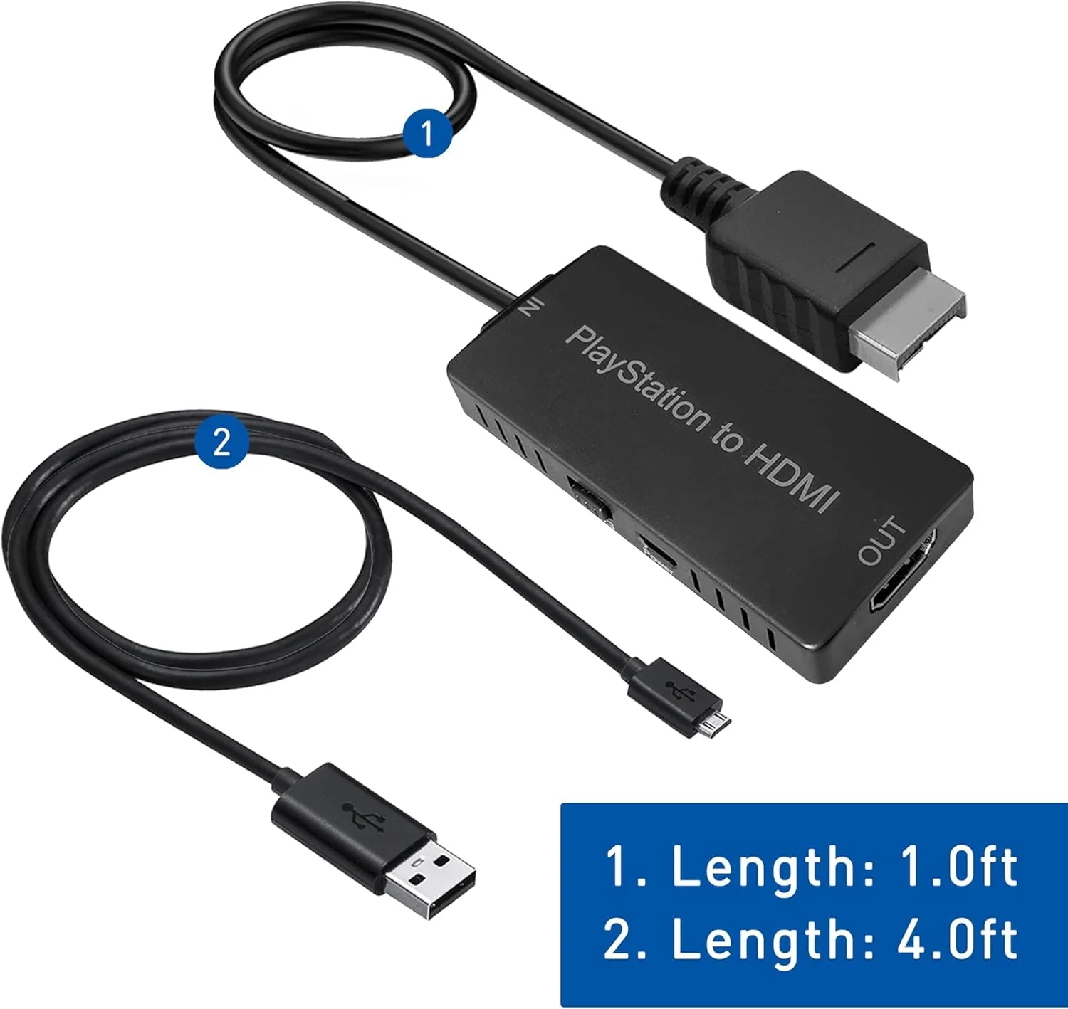 HD Link HDMI Cable for PlayStation 2 & for PlayStation 1 Console, for PS1/PS2 to HDMI Adapter Improved Video Quality, HD Converter with 4:3/16:9 Switch HDCABLEPS2-02 - Image 7