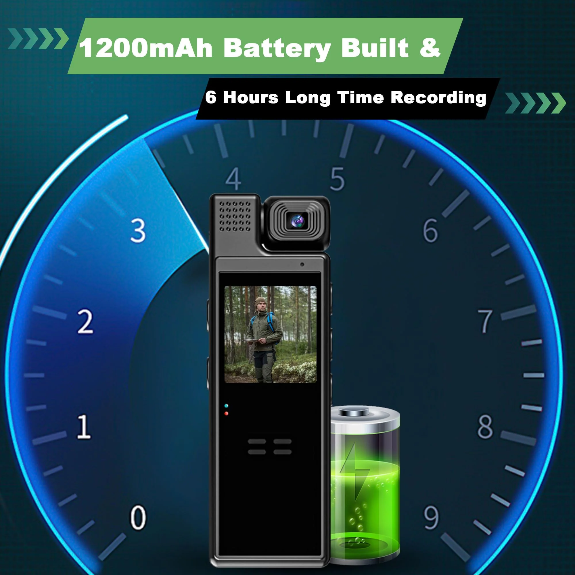 HD1080P Mini Body Camera 180° Rotatable Lens 6HR Battery Video Body Camcorder Motion Detection Night Auxiliary Lights Body Mounted Camera for Sports Cycling Security Police Law Enforcement - Image 5