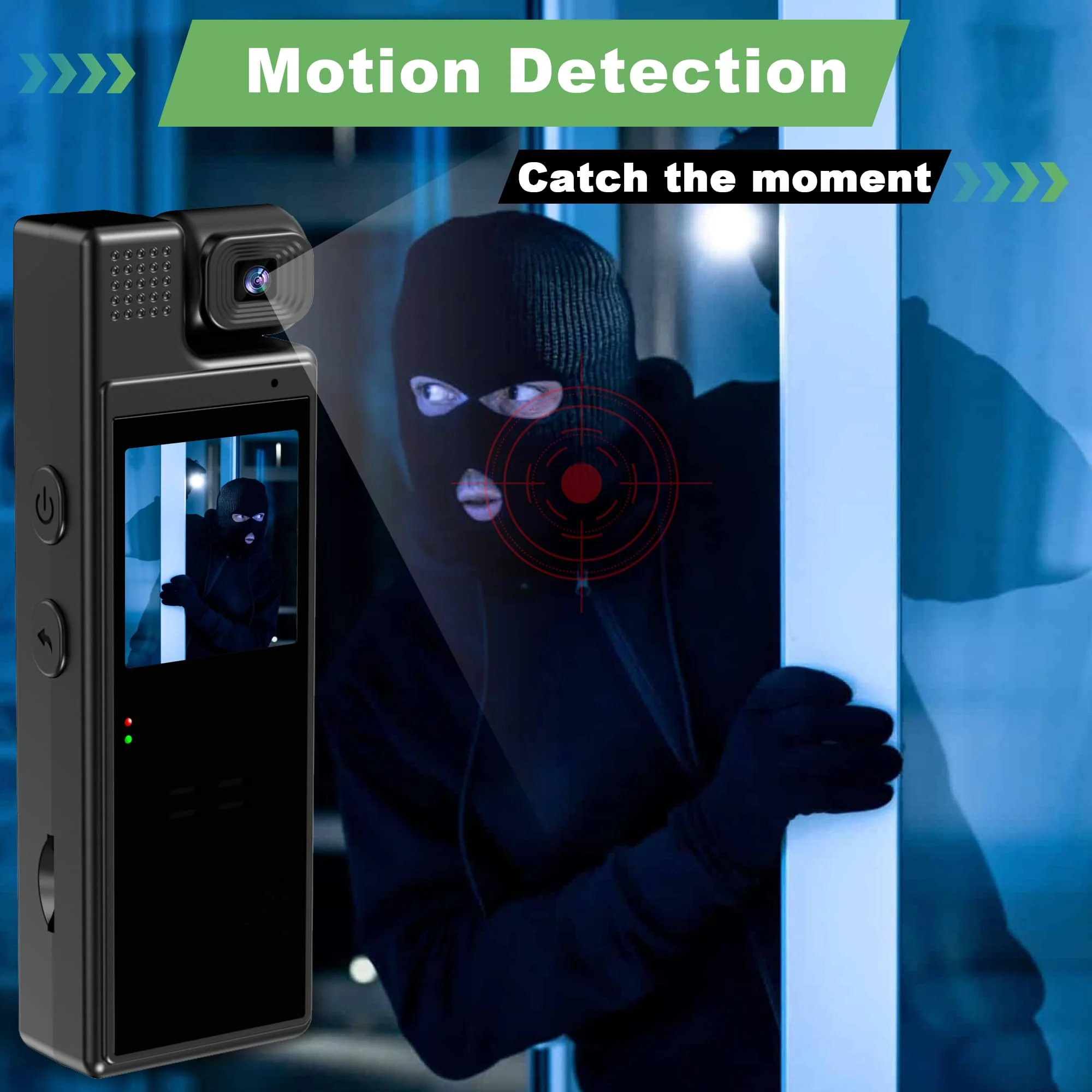 HD1080P Mini Body Camera 180° Rotatable Lens 6HR Battery Video Body Camcorder Motion Detection Night Auxiliary Lights Body Mounted Camera for Sports Cycling Security Police Law Enforcement - Image 6