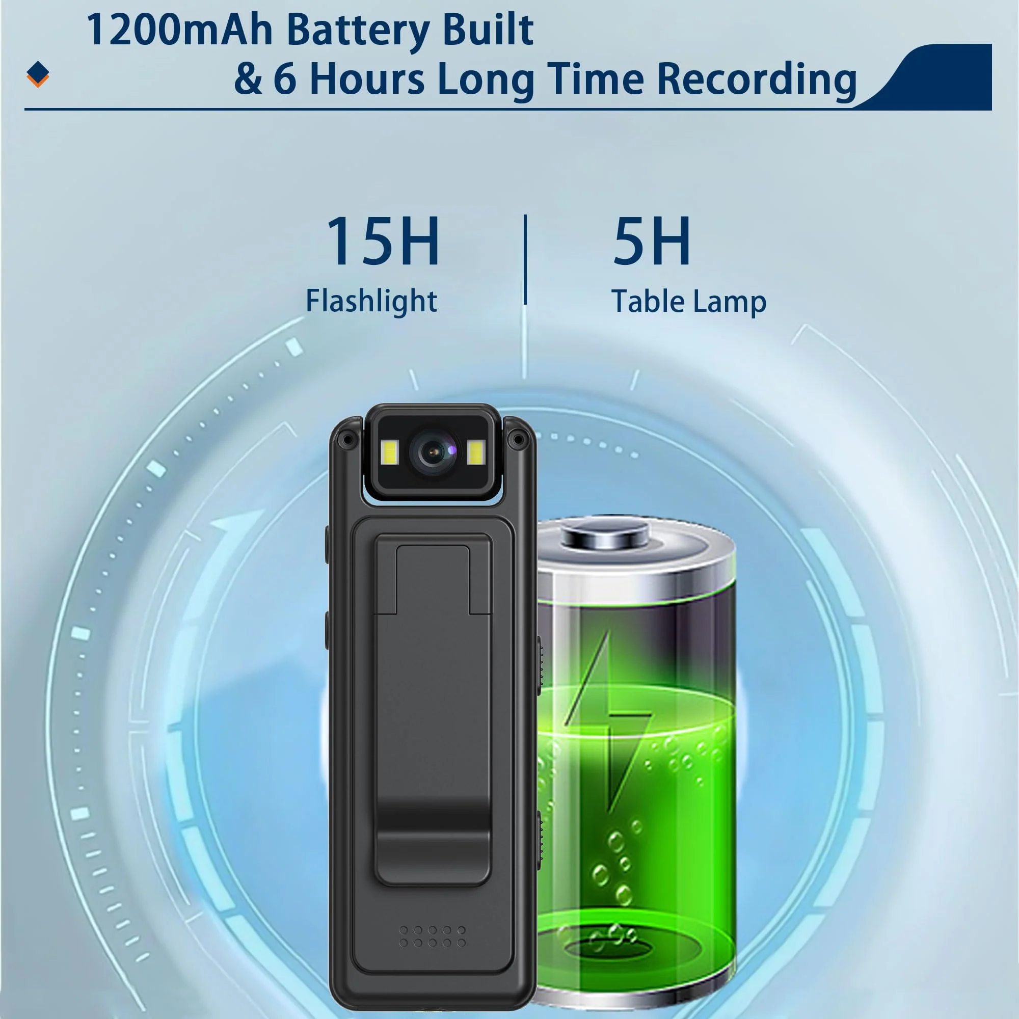 HD1080P Wearable Mini Body Camera Video Camera 180° Rotating Lens Motion Detection Night Auxiliary Lights 6HR Battery Body Cam for Sports Personal Security Police Law Enforcement - Image 5