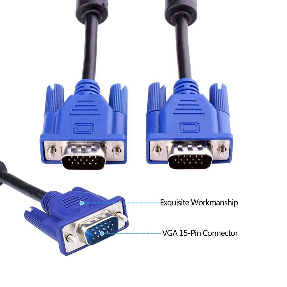 HD15 15Pin Gold Plated DB15 VGA Male to Male Monitor Cable VGA to VGA TV Computer Monitor DVD Wire Cord (5 Ft Blue Connector) - Image 3