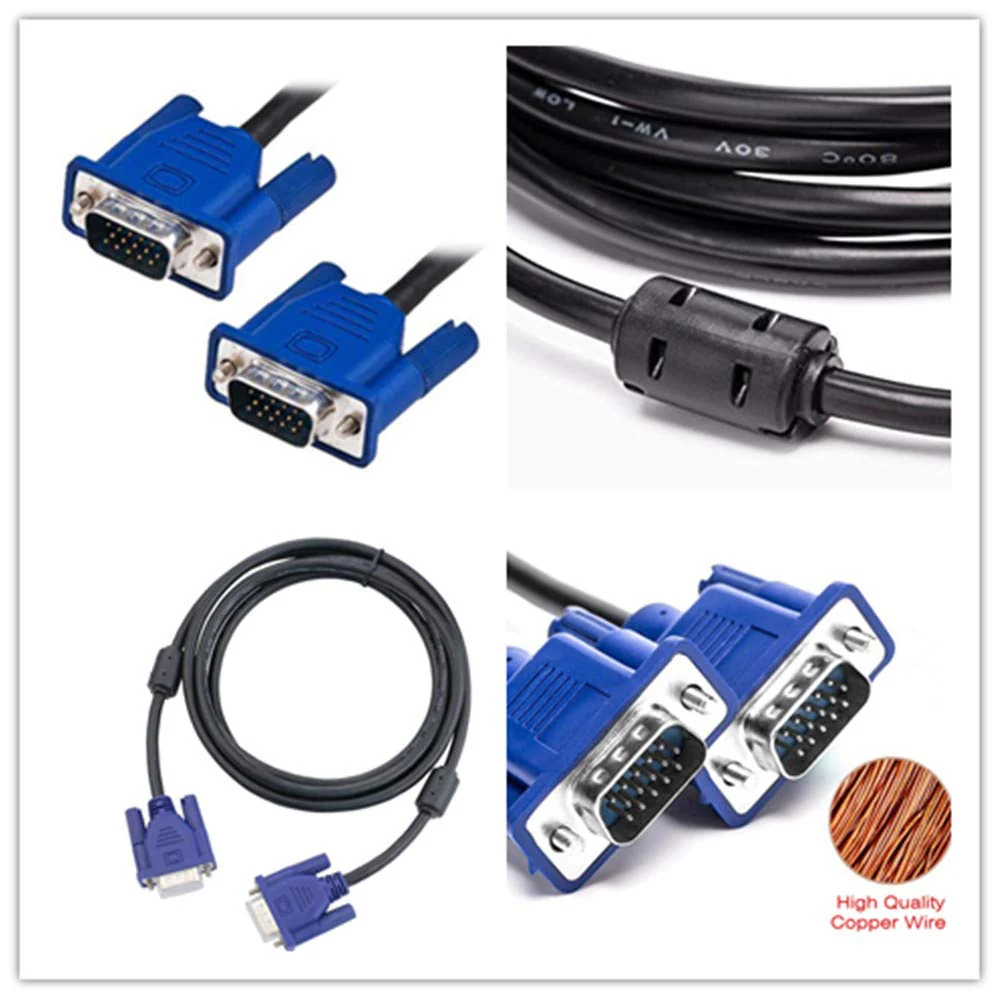 HD15 15Pin Gold Plated DB15 VGA Male to Male Monitor Cable VGA to VGA TV Computer Monitor DVD Wire Cord (5 Ft Blue Connector) - Image 5