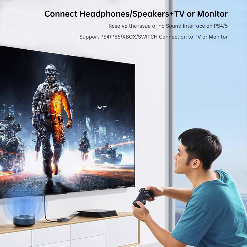HDMI 2.0 Audio Extractor 4K 60Hz, HDMI to Optical and 3.5mm Audio Adapter for PS4/5, Fire Stick, Speakers, Headphones, Blu-ray Player RY-4HA102 - Image 6