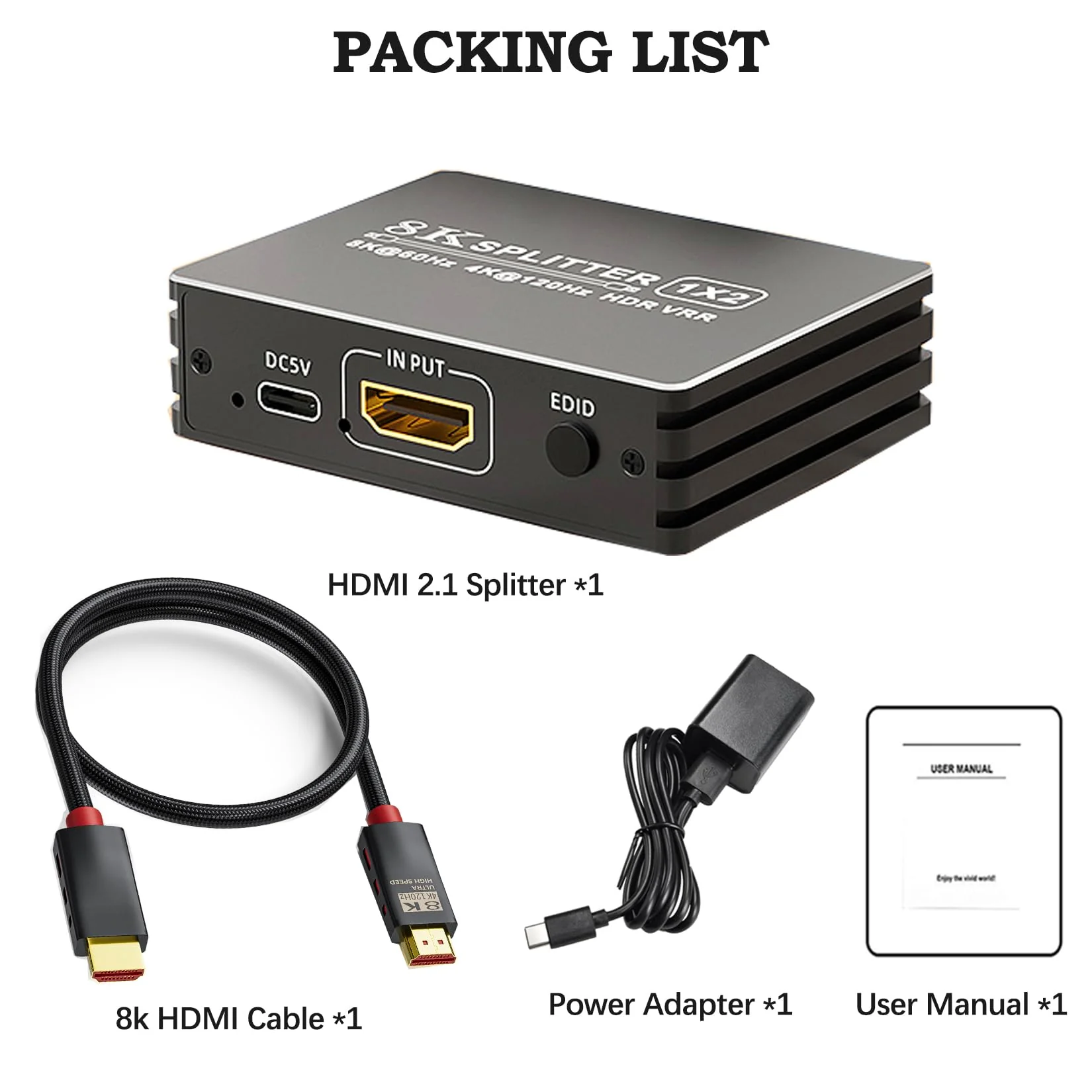 HDMI 2.1 Splitter 1 in 2 Out 4K 120Hz with 8K HDMI Cable and Power Adapter, BolAAzuL 8K 60Hz 1x2 HDMI Y Splitter with Audio Out for Dual Monitors Duplicate, Support HDCP 2.3 HDR for PS5/Xbox/PC/TV Splitter + HDMI Cablex1 - Image 7
