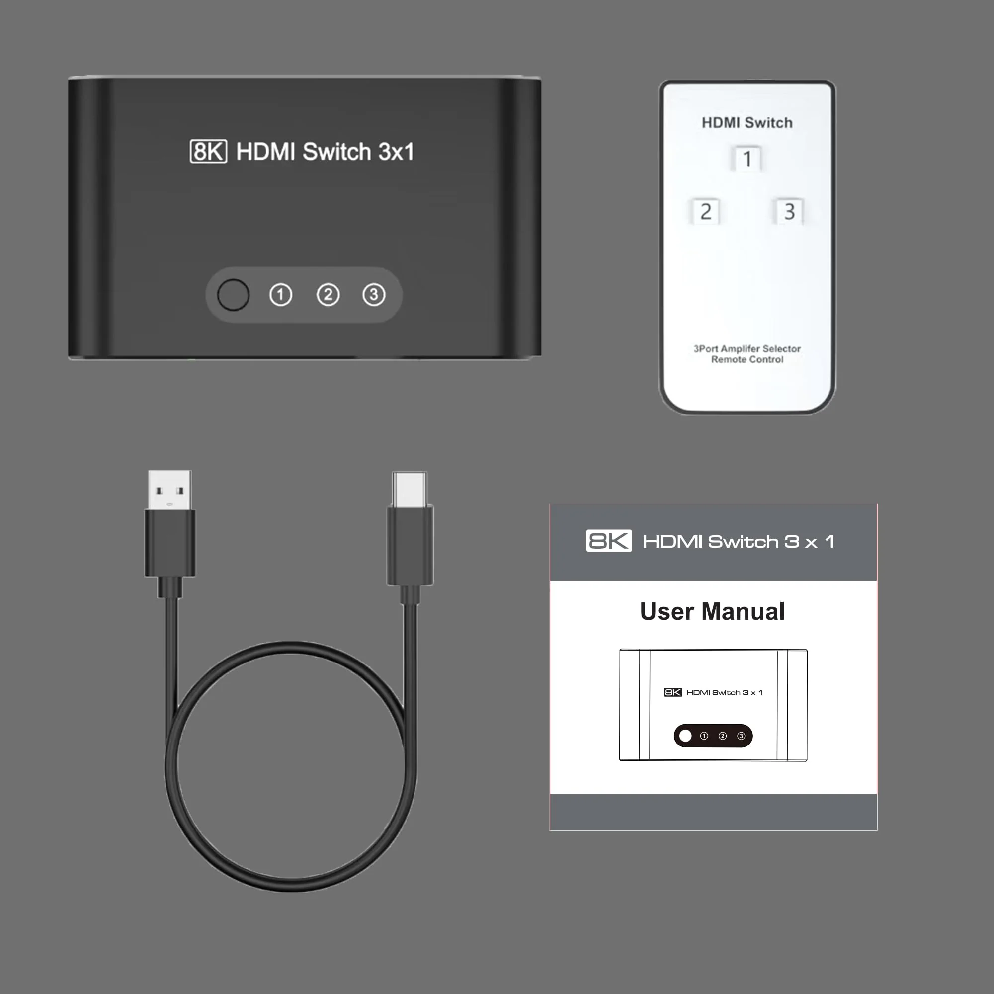 HDMI 2.1 Switch 3 in 1 Out,8K HDMI Splitter Switcher,Supports 4K@120Hz,8K@60Hz, 48Gbps Ultra HD HDMI Box, Aluminum Shell, Compatible with PS4/PS5, Xbox, Fire Stick, Apple TV, Roku, HD TV. 8KBlack - Image 7