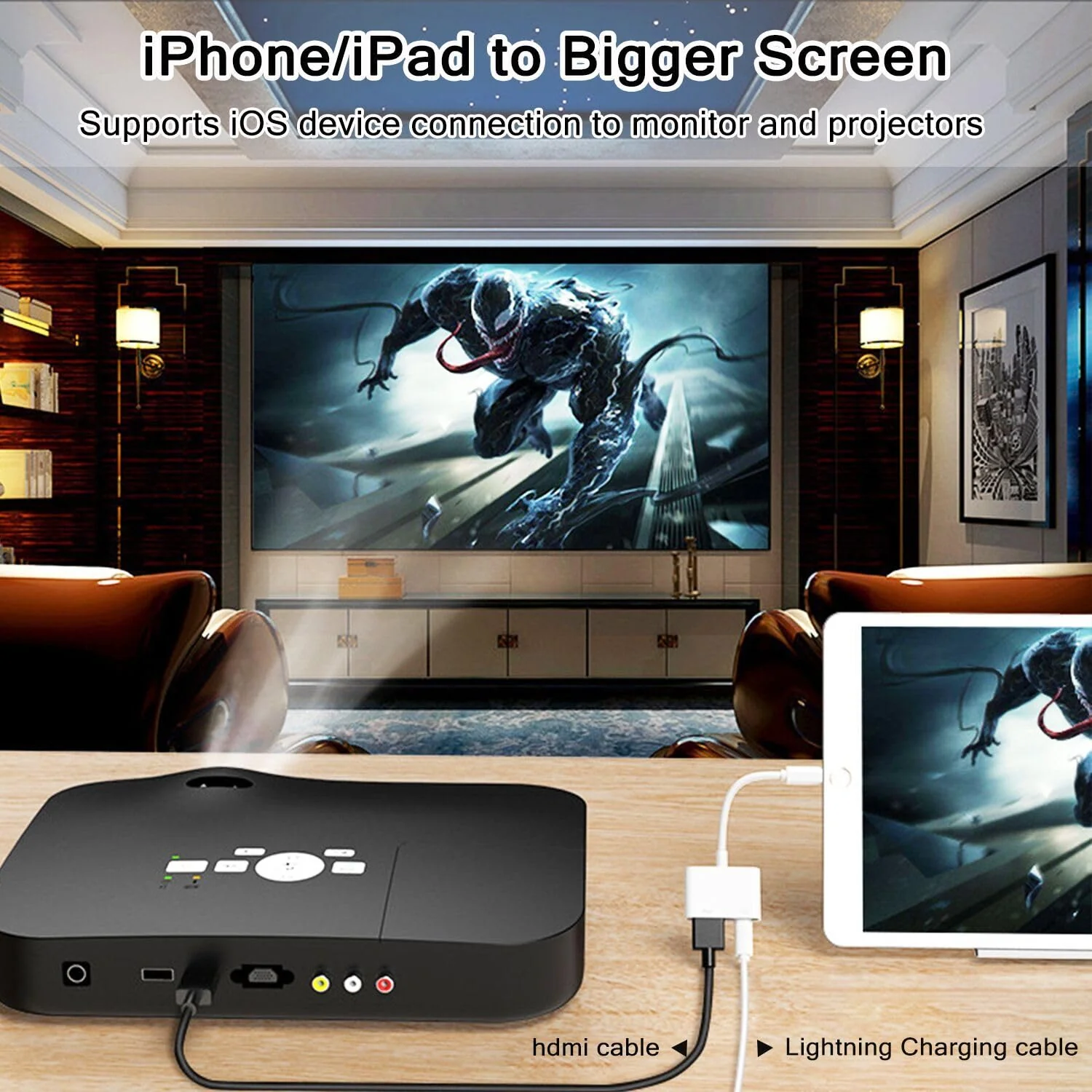 HDMI Adapter for iPhone to TV, 4K HD Digital AV Adapter Screen Converter with Charging Port, Compaitble with iPhone to HDMI Adapter Cable for HDTV, Monitor, Projector, white - Image 4