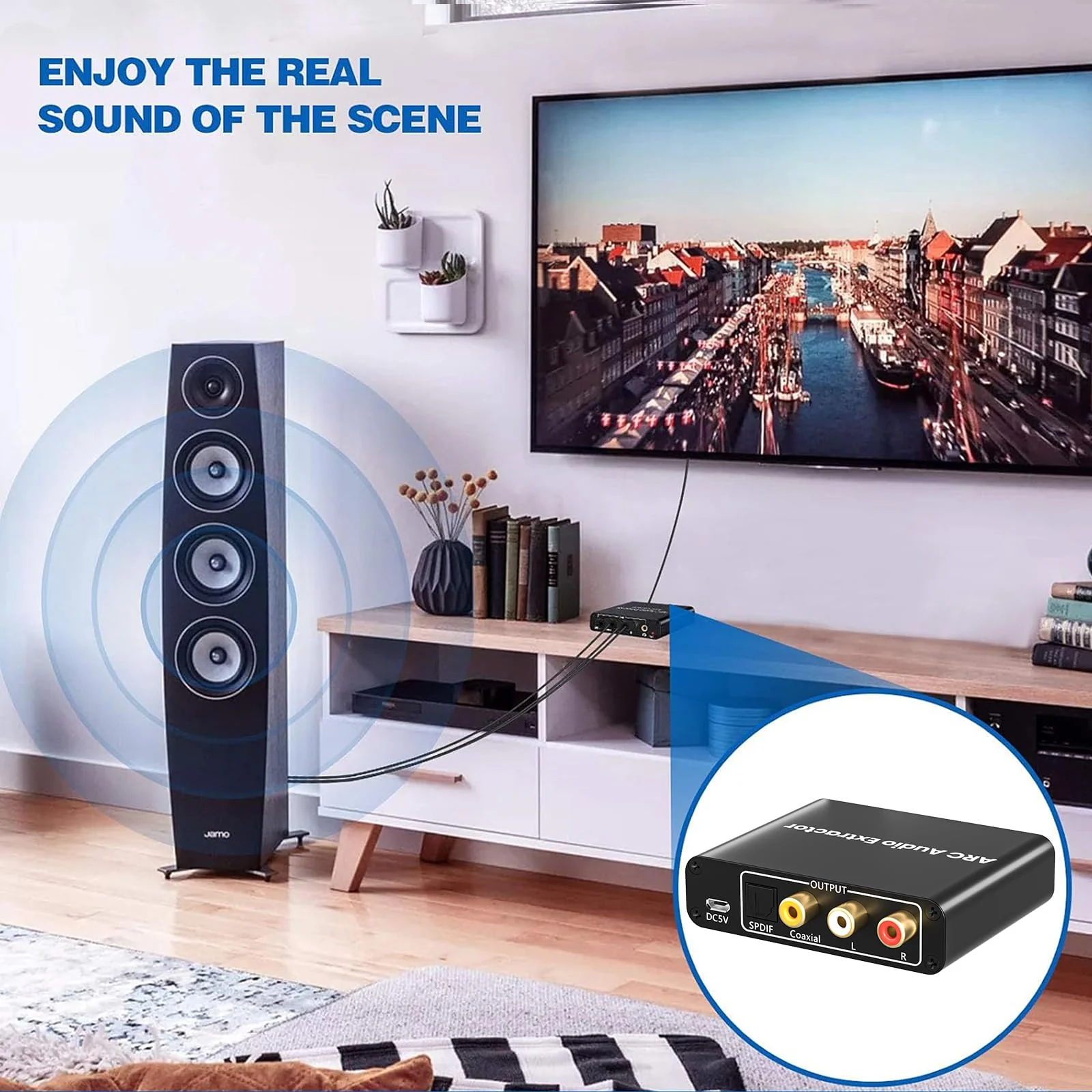 HDMI ARC Adapter, ARC Audio Extractor with Digital Optical TOSLINK SPDIF/Coaxial and Analog 3.5mm L/R Stereo HDMI ARC to RCA Audio Converter Compatible with HDTV Soundbar Amplifier - Image 2
