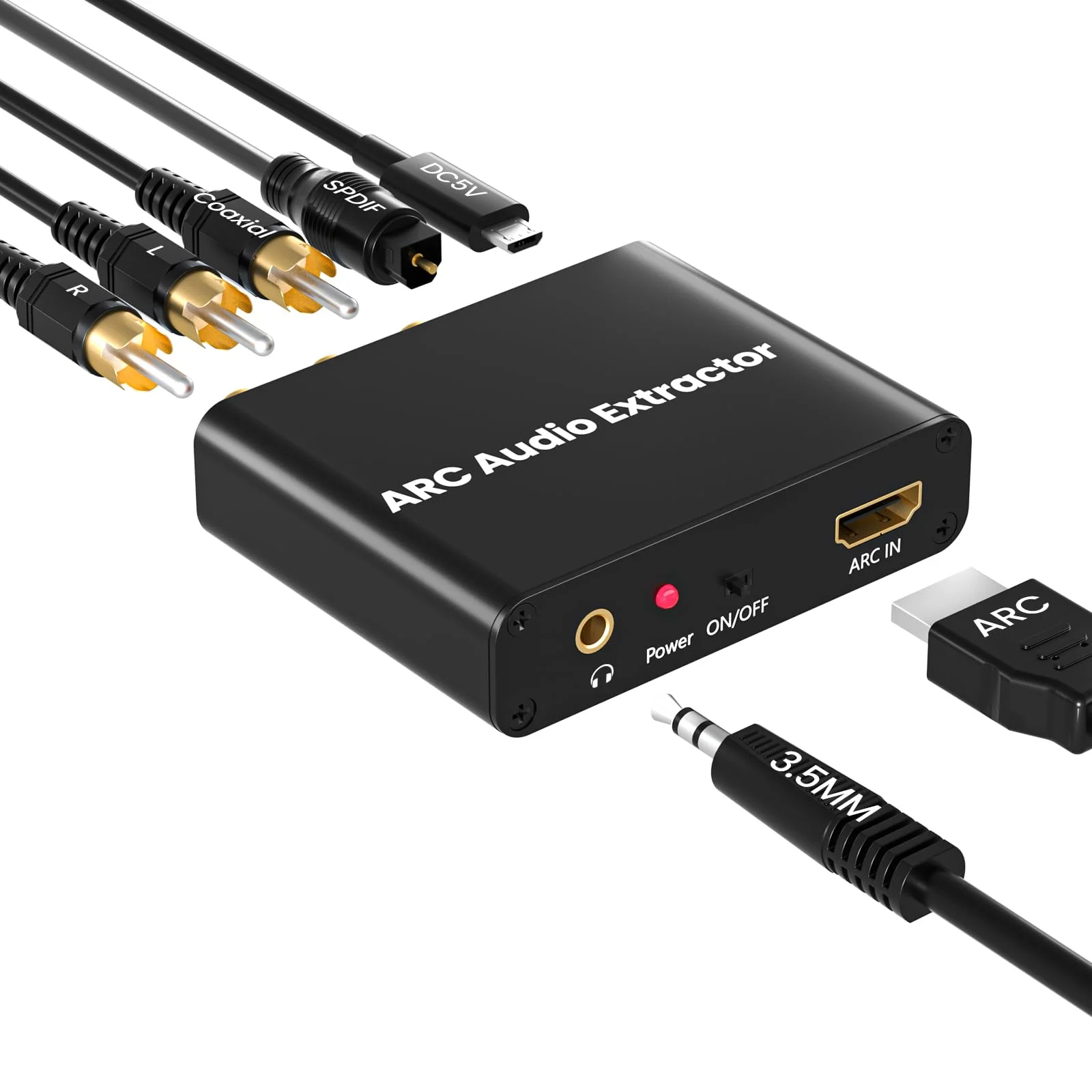 HDMI ARC Adapter, ARC Audio Extractor with Digital Optical TOSLINK SPDIF/Coaxial and Analog 3.5mm L/R Stereo HDMI ARC to RCA Audio Converter Compatible with HDTV Soundbar Amplifier - Image 7