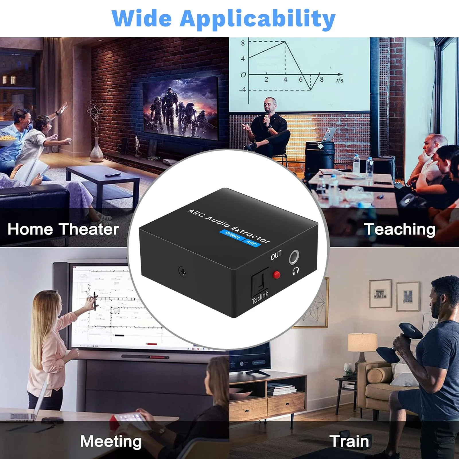 HDMI ARC Audio Extractor 192 KHz ARC Audio Adapter with SPDIF + 3.5mm AUX RCA Audio Output HDMI ARC to Optical Audio Adapter with Audio Cable Support Blue-Ray Play Soundbar ARC-3 Brownish 1 - Image 5
