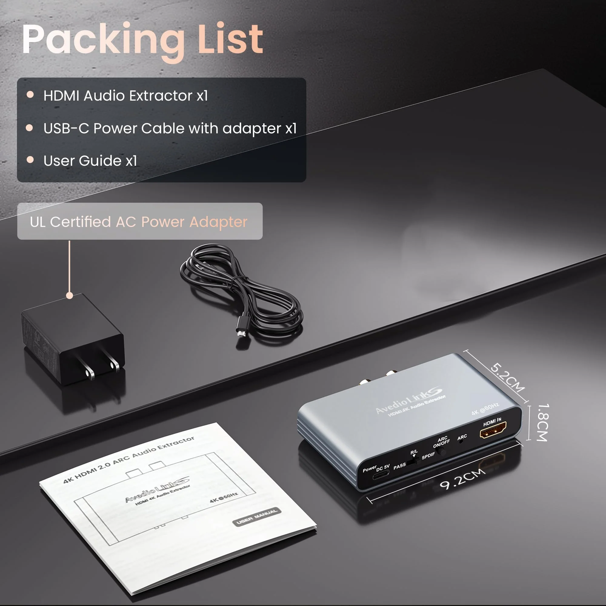 HDMI ARC Audio Extractor 4K60Hz, HDMI ARC Adapter to Optical/SPDIF RCA 3.5mm AUX Audio Adapter Converter Splitter Support LPCM 5.1/DTS/DSD for Laptop/TV Box/DVD/PS5/Soundbar/Speaker/Amplifier 4K@60Hz Grey - Image 9