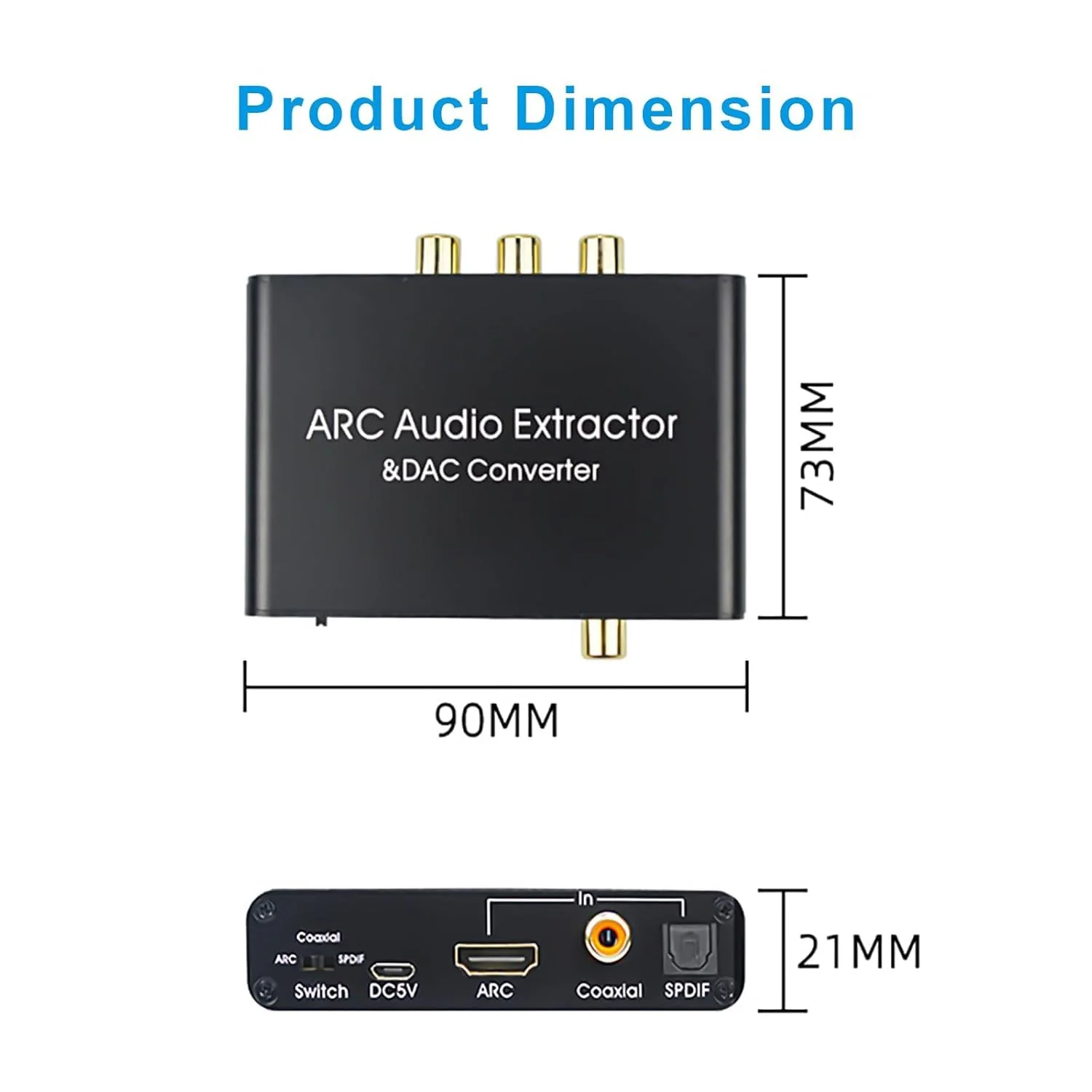 HDMI ARC Audio Extractor, AMANKA DAC Converter 192KHz Digital to Analog Audio Converter, Optical/SPDIF Coaxial HDMI ARC to Optical/SPDIF Coaxial Stereo L/R 3.5mm Jack for TV ARC-DA - Image 9