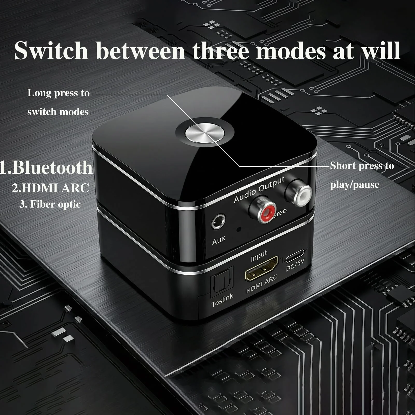 HDMI ARC Audio Extractor Converter,with Bluetooth 5.3 Audio Receiver Digital to Analog Audio Converter, SPDIF/HDMI ARC RCA Adapter with Button Control for Stereo L/R 3.5mm Jack for TV - Image 2