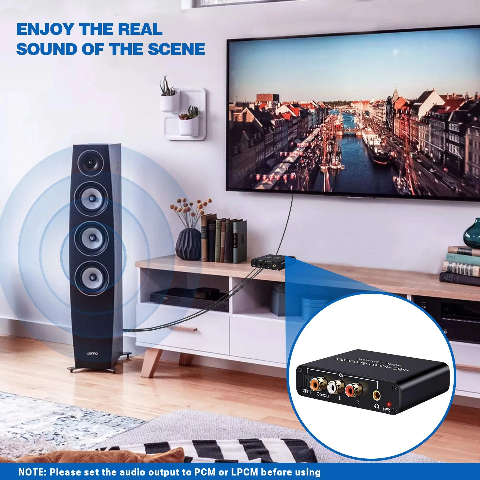 HDMI ARC Audio Extractor, Tendak 192KHz ARC Audio Extractor DAC Converter, Digital to Analog Audio Converter, Optical/SPDIF Coaxial HDMI ARC to Optical/SPDIF Coaxial Stereo L/R 3.5mm Jack for TV - Image 3