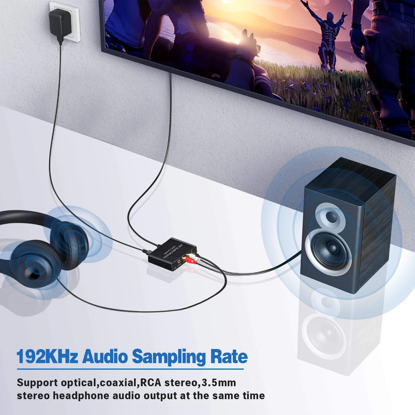 HDMI ARC Audio Extractor, Tendak 192KHz ARC Audio Extractor DAC Converter, Digital to Analog Audio Converter, Optical/SPDIF Coaxial HDMI ARC to Optical/SPDIF Coaxial Stereo L/R 3.5mm Jack for TV - Image 6