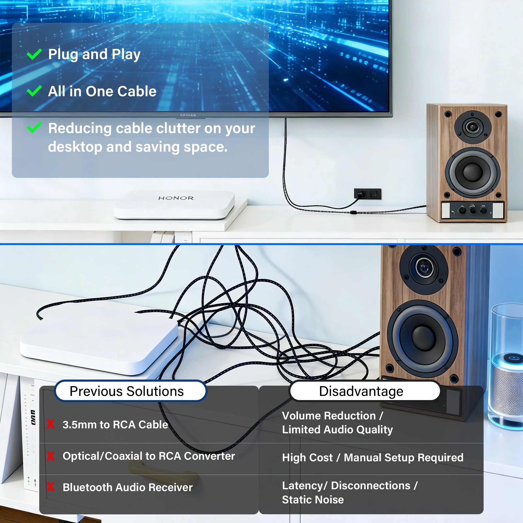 HDMI ARC to 3.5mm AUX Audio Extractor Converter Cable 3 FT, USB Powered ARC/eARC to Stereo Male Adapter Splitter,192KHz PCM for TV Sound System Speaker Soundbar Home Theater Amplifier,Plug & Play 3FT - Image 4