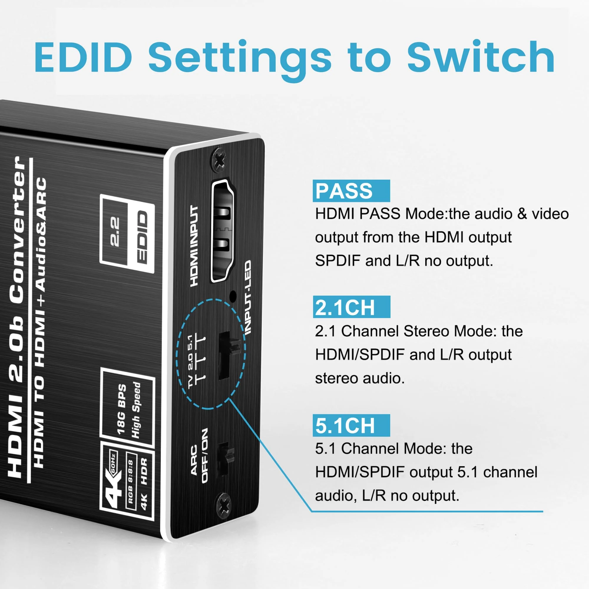HDMI ARC to Optical Audio Adapter, NEWCARE 4K@60Hz HDMI Audio Splitter Converter, HDMI to HDMI+Optical Toslink SPDIF+3.5mm Jack AUX Audio Out, Metal HDMI Audio Extractor Support Blue-Ray Play Soundbar - Image 5