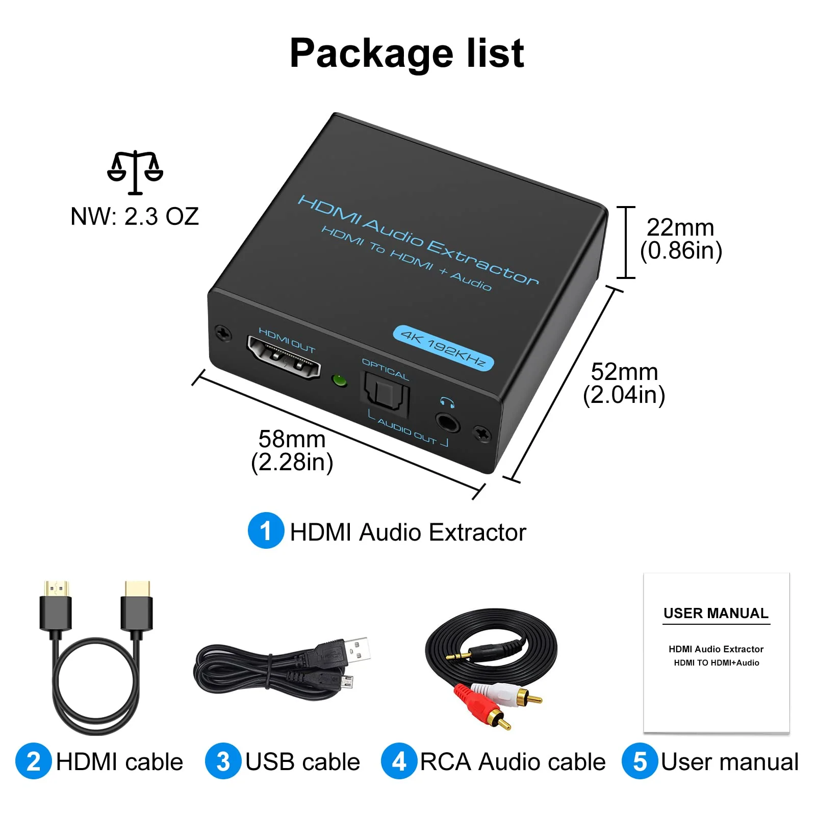 HDMI Audio Extractor 4K HDMI to Optical 3.5mm AUX Audio Adapter Splitter Converter Supports HDCP Dolby Digital DTS 5.1 PCM - Image 7