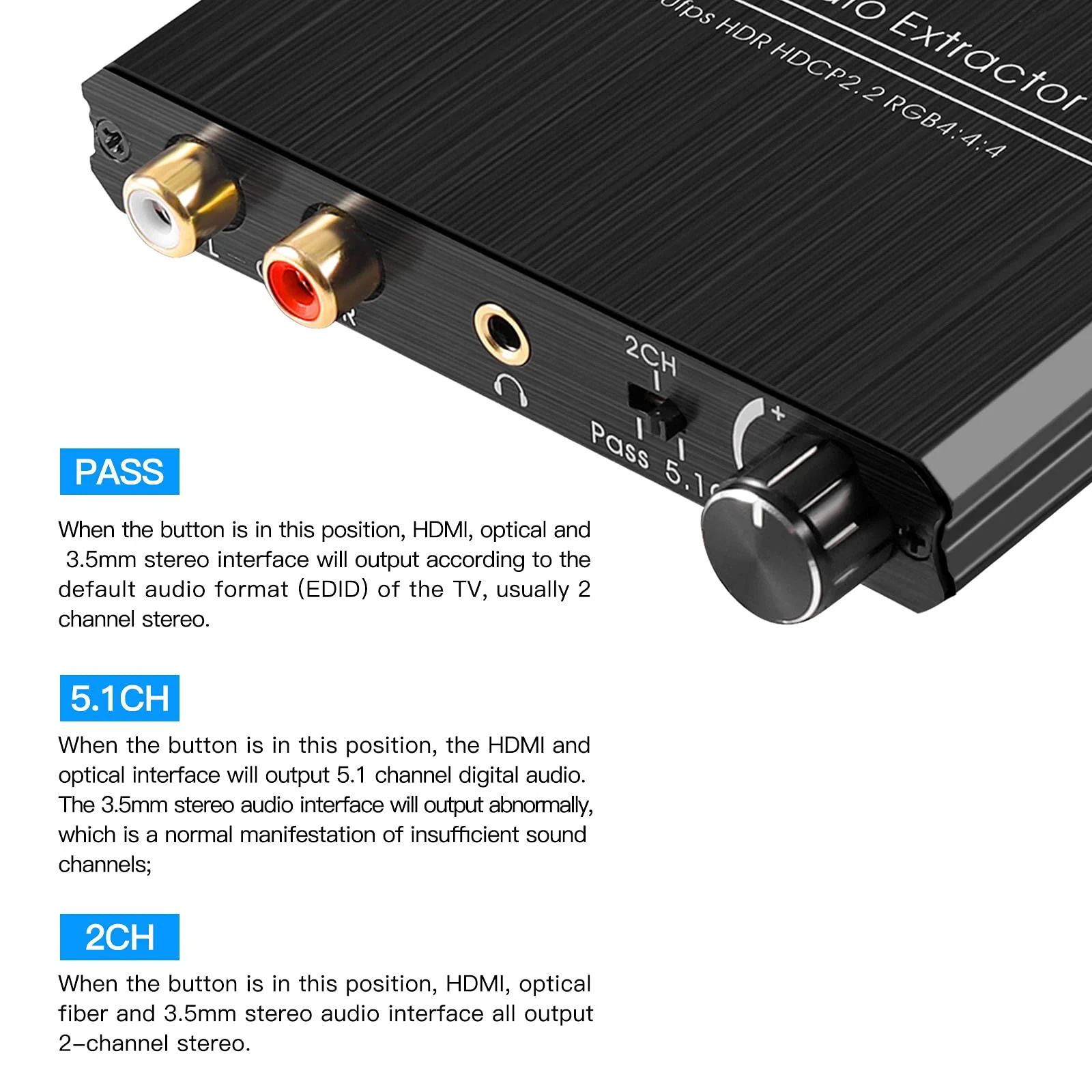 HDMI Audio Extractor Adapter HDMI to Optical SPDIF 3.5mm Stereo L/R Audio Converter Volume Control - Image 5