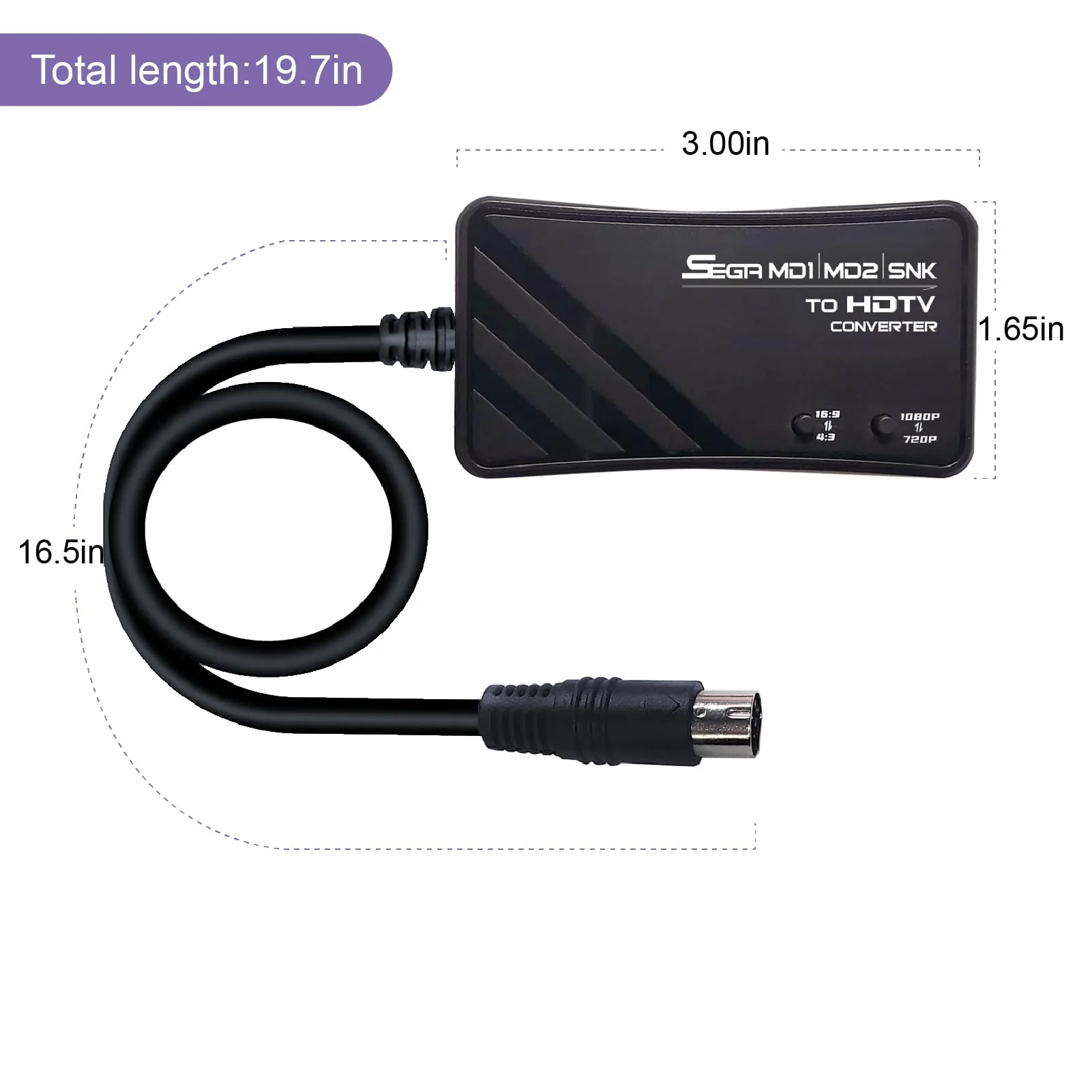 HDMI Cable for Sega Genesis MD1/MD2,SNK Consoles, Supports 1080P/720P Switching and Aspect Ratio Switching 16:9/4:3. - Image 2