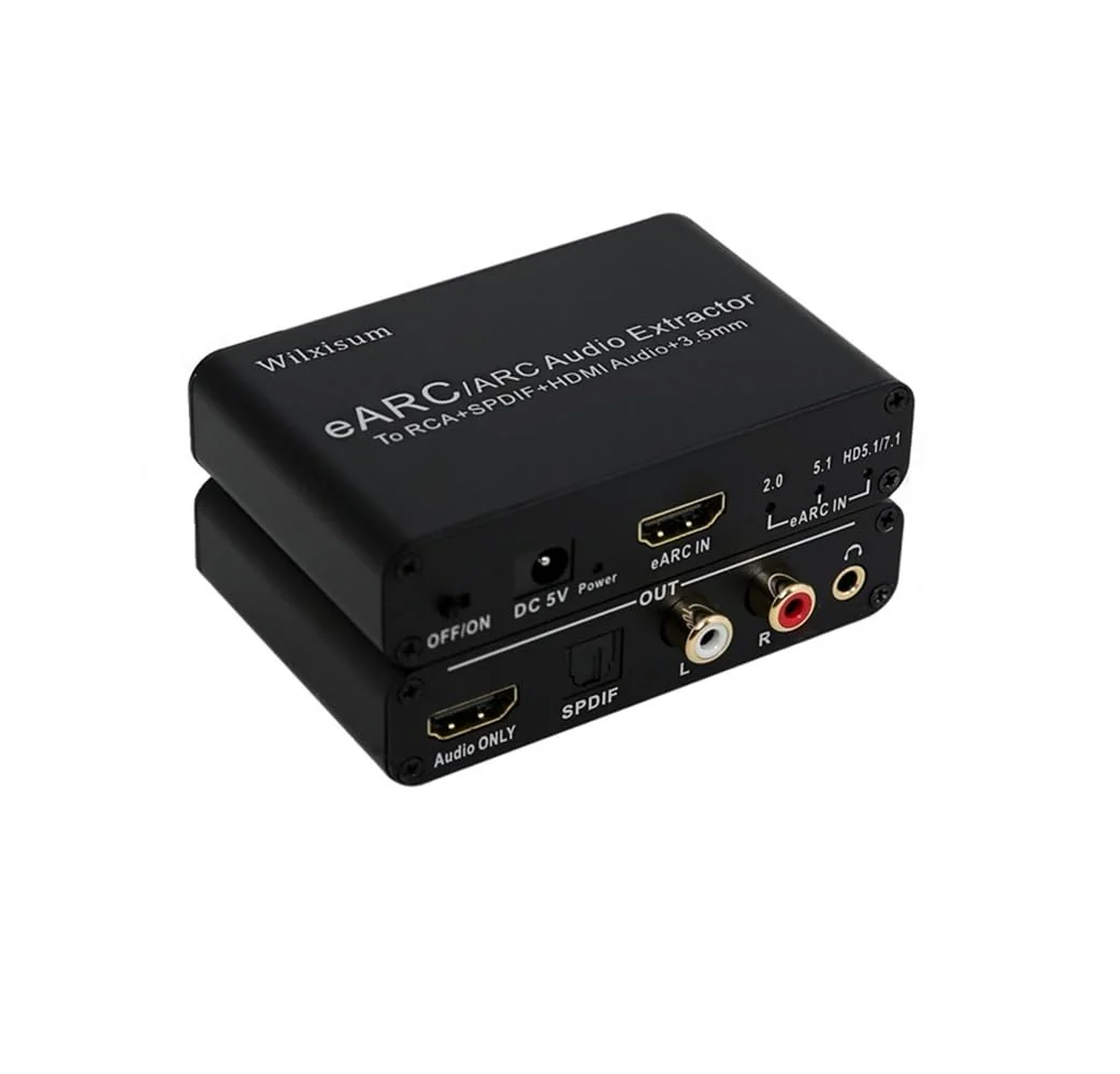 HDMI Earc/Arc Audio Extractor/Adapter, HDMI Earc/Arc to HDMI, RCA R/L, Optical, 3.5mm Audio Converter