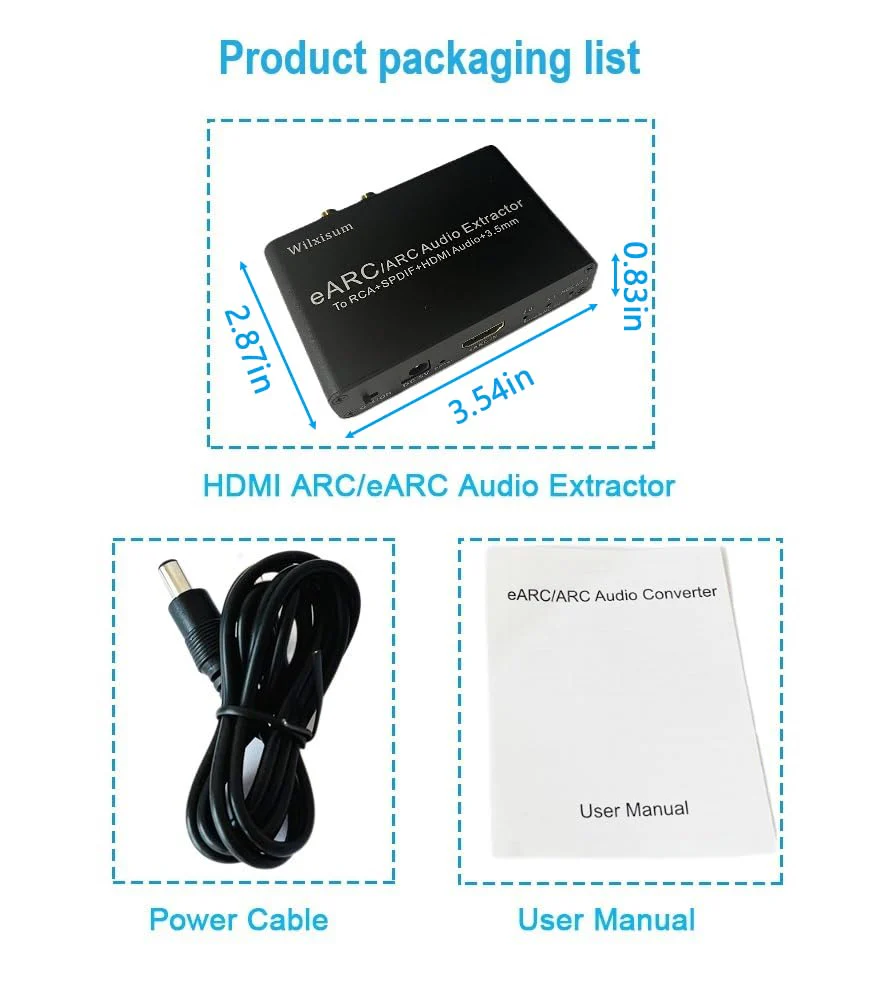 HDMI Earc/Arc Audio Extractor/Adapter, HDMI Earc/Arc to HDMI, RCA R/L, Optical, 3.5mm Audio Converter - Image 7