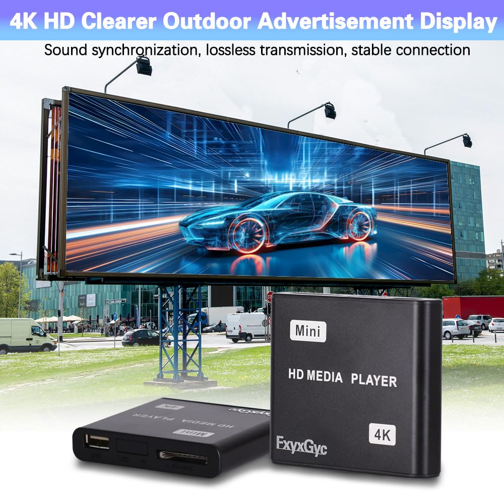 HDMI Media Player, 4K Ultra HD Digital Media Player, Supports USB Drive, SD Card, 4K@30Hz Output,H.265/H.264/AVC Decoding MP4/MKV/MP3/TS/Rmvb/Mov/JPG for Advertising Playback Multimedia TV Playback. Deep black - Image 7