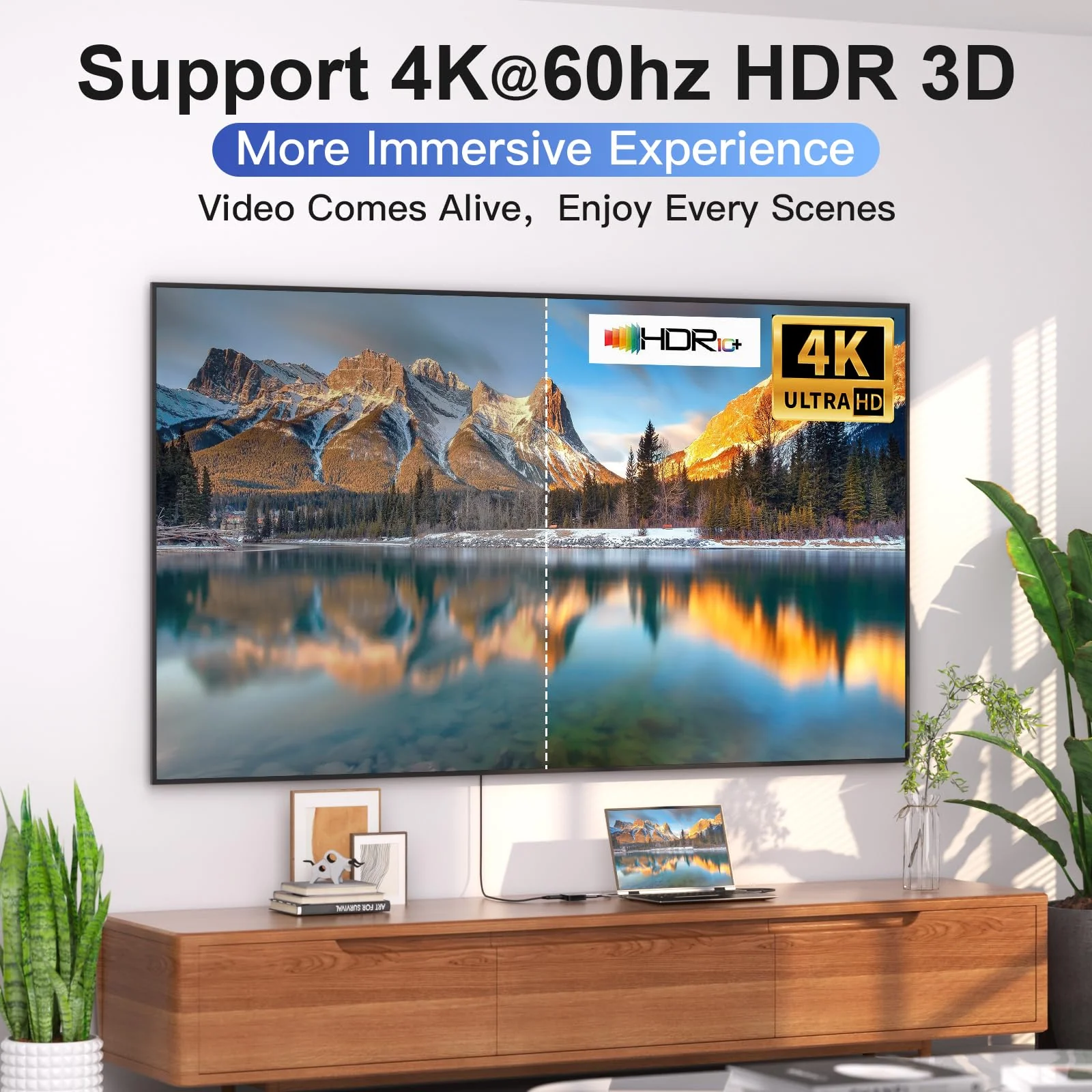 HDMI Splitter 1 in 2 Out 4k@60hz, HDMI Switch 2 in 1 Out with LED Indicators/HDMI Splitter 2 in 1 Out/HDMI Switcher Support 4K 3D HDR for Xbox PS5/4/3/Blu-Ray TV/Player/Laptop PC - Image 4