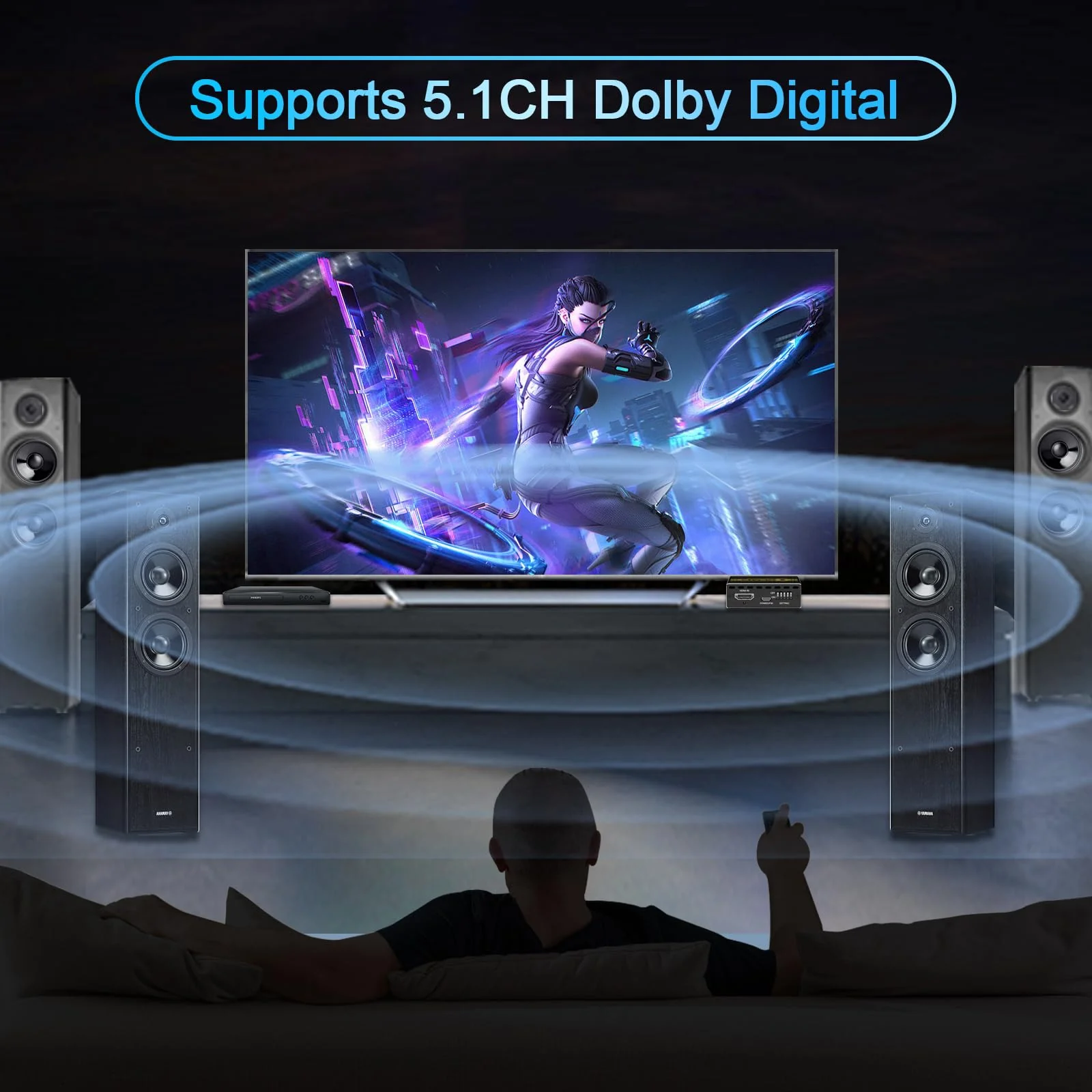 HDMI Splitter 1x1 Audio Extractor 4K 60Hz Atmos CEC EDID/Down-Scale/HDCP Switch Fit Various Video- SPDIF 5.1CH Optical Toslink,Stereo Audio Breakout, HDMI Repeater Digital De-embedder Decoder EX11PRO HDMI 2.0 Audio Extractor - Image 6