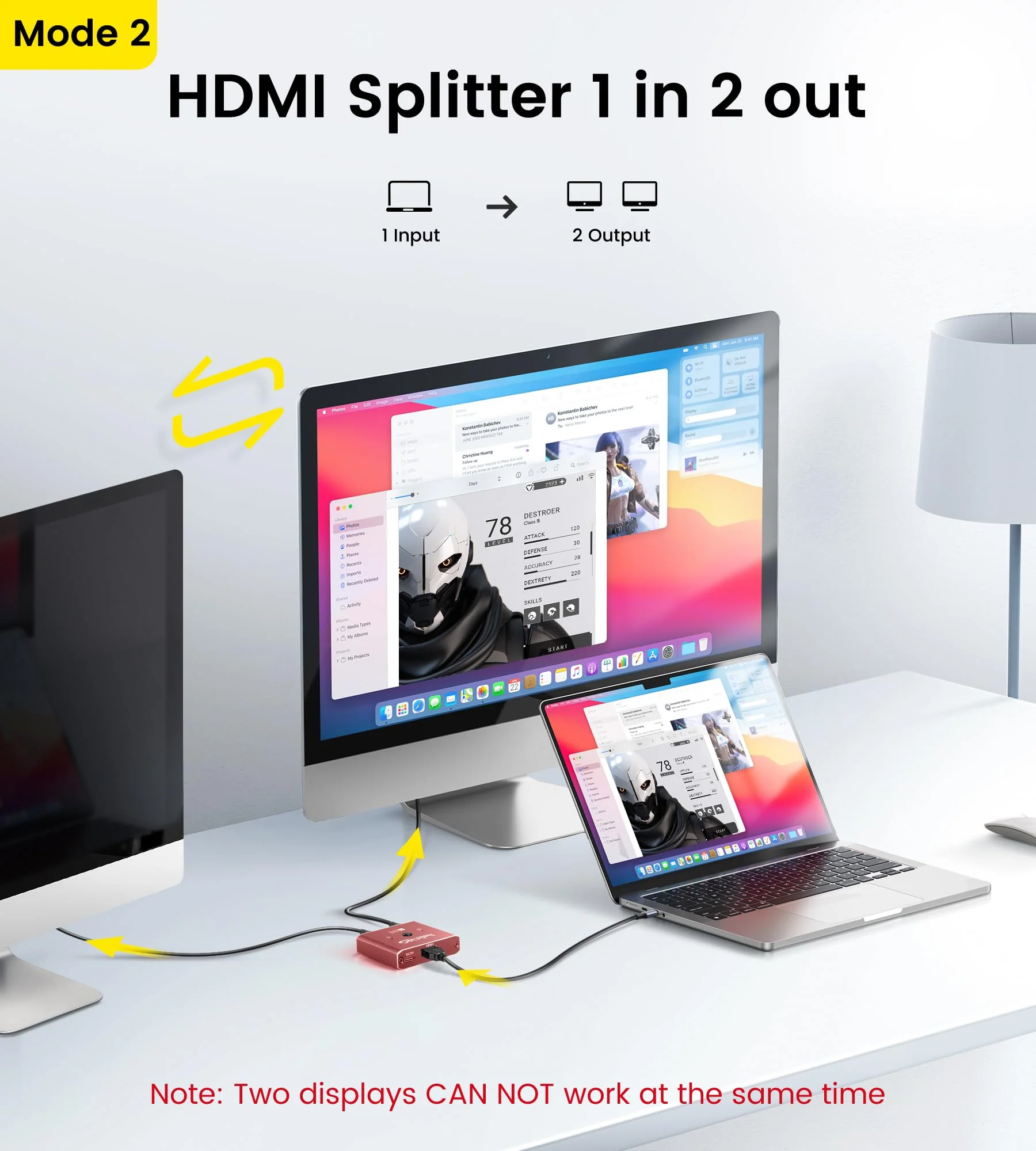 HDMI Switch 4K 120Hz, avedio links 8K HDMI 2.1 Switch Splitter 2 in 1 Out, Aluminum Alloy Bi-Directional Switcher Support Ultra HD 8K@60Hz 4K@144Hz High Speed 48Gbps (Red) - Image 5