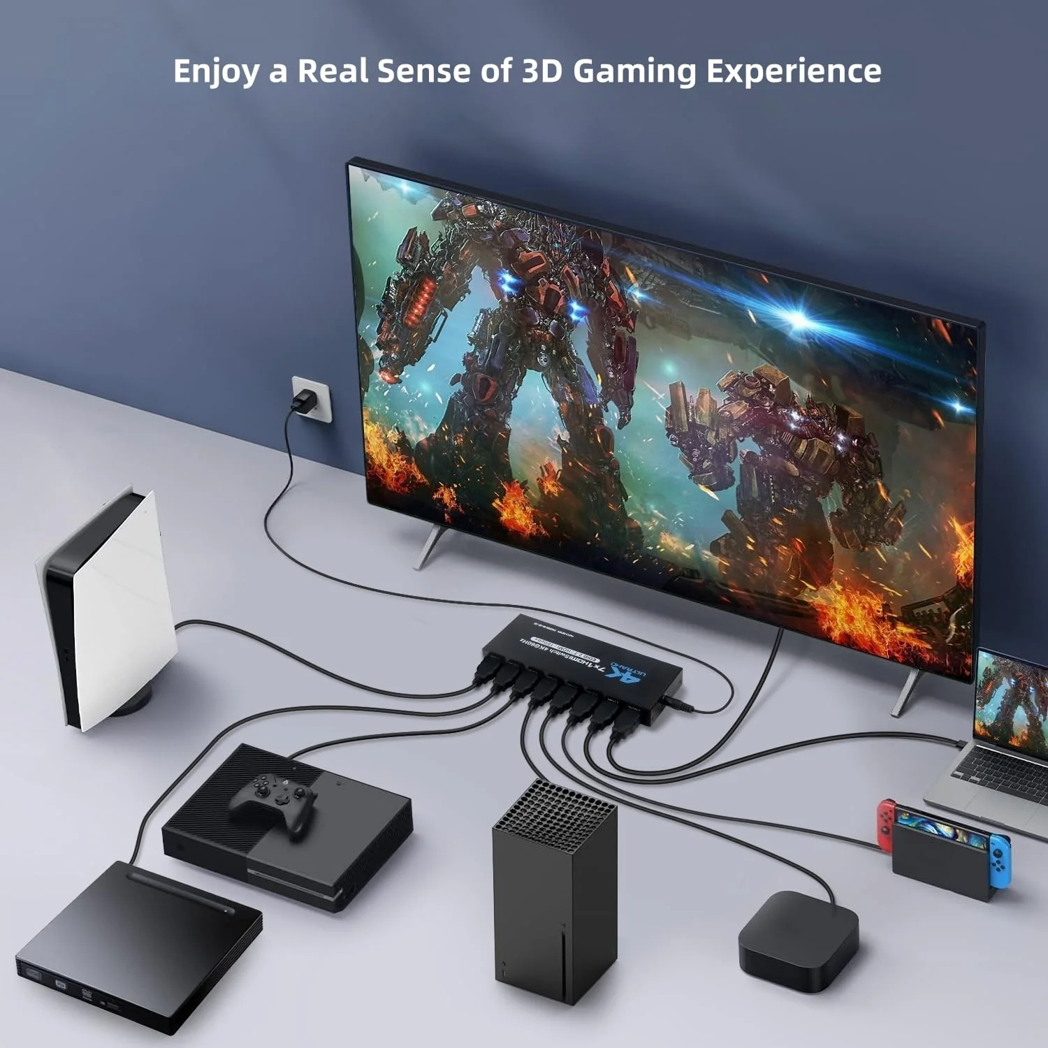 HDMI Switch, 4K@60Hz HDMI Switcher 7 in 1 Out with IR Remote, 7 Port HDMI Selector Box Support HDMI2.0, Dolby Vision/Atmos, HDR10 for Box, Switch, PS5/4, Roku, Fire -Stick-Black 4K@60Hz 7 in 1 Out black - Image 3