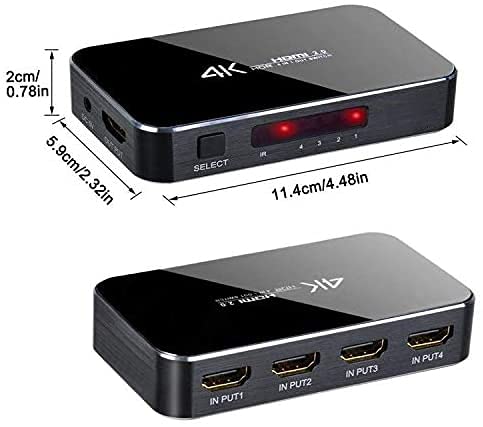 HDMI Switch 4X1, 4K Ultra HD HDMI Switcher Support HDMI 2.0 HDCP 2.2, 3D, 1080P, 4Kx2k@60Hz (IR Remote Control) - Image 7