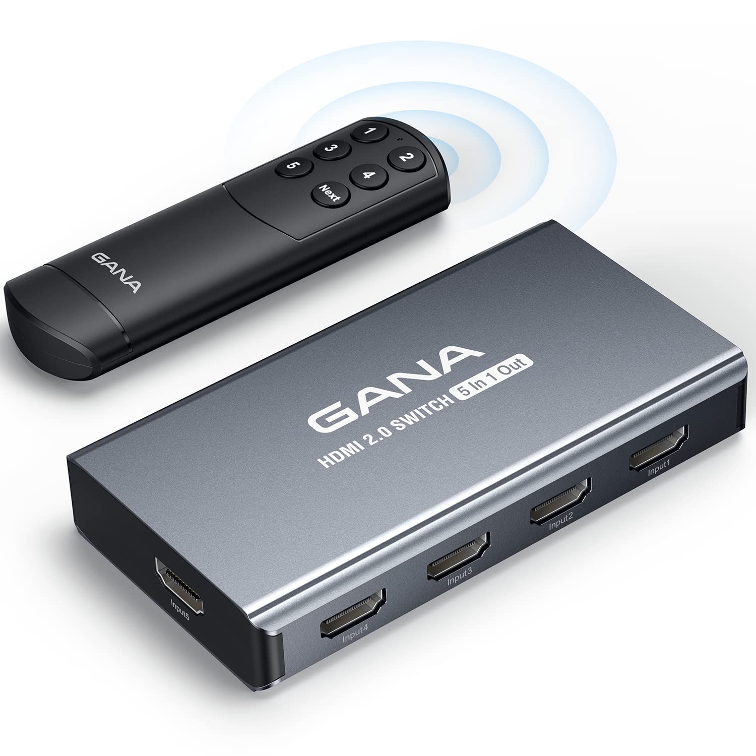 HDMI Switch 5 in 1 Out 4K@60Hz, GANA HDMI Splitter Switcher with Remote, Aluminum HDMI 2.0 Switch Box Hub for 3D, HDCP2.2, HDR, Compatible with Xbox, PS5/4/3,Fire Stick,Roku,Blu-Ray Player Gray - Image 10