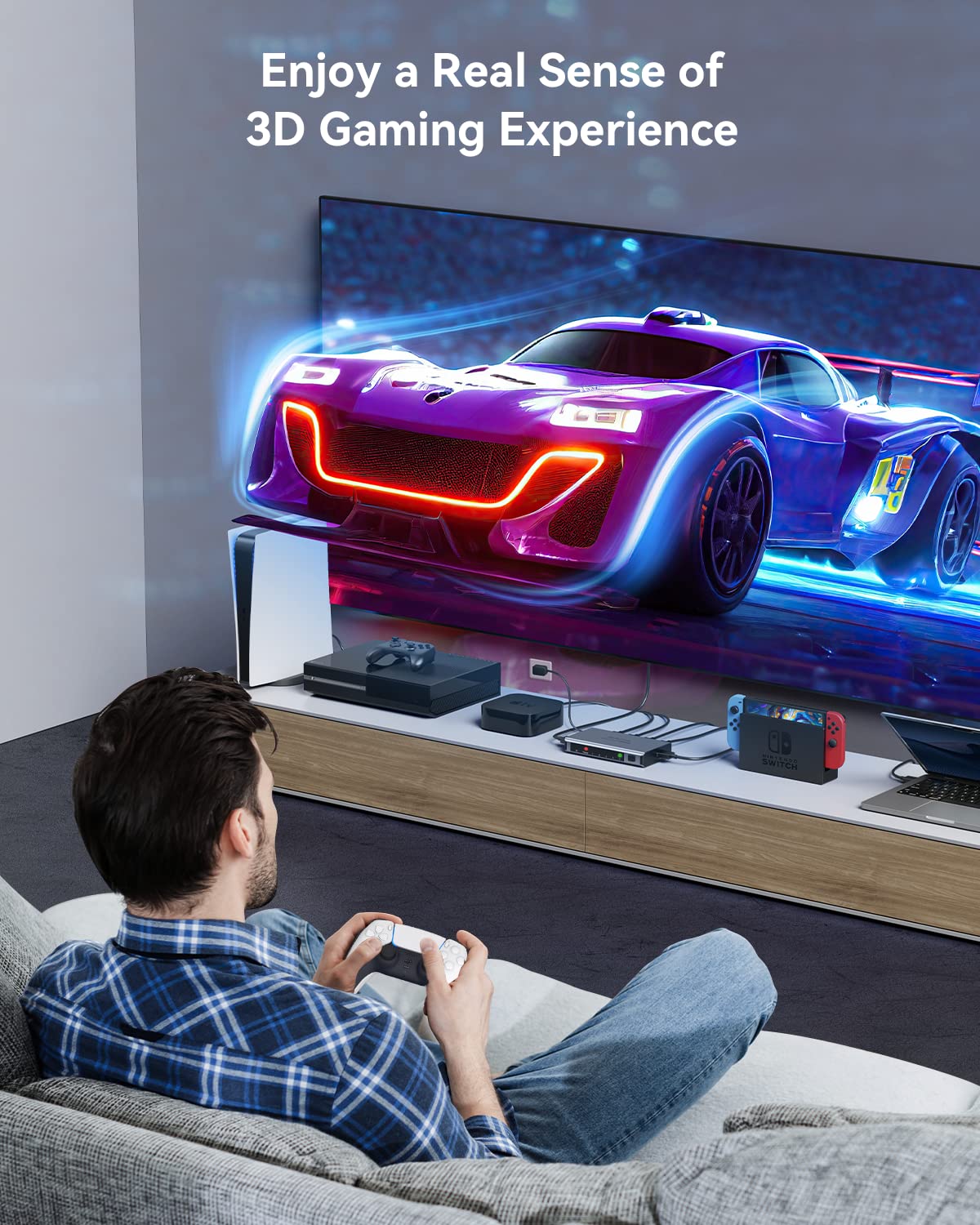HDMI Switch 5 in 1 Out 4K@60Hz, GANA HDMI Splitter Switcher with Remote, Aluminum HDMI 2.0 Switch Box Hub for 3D, HDCP2.2, HDR, Compatible with Xbox, PS5/4/3,Fire Stick,Roku,Blu-Ray Player Gray - Image 5