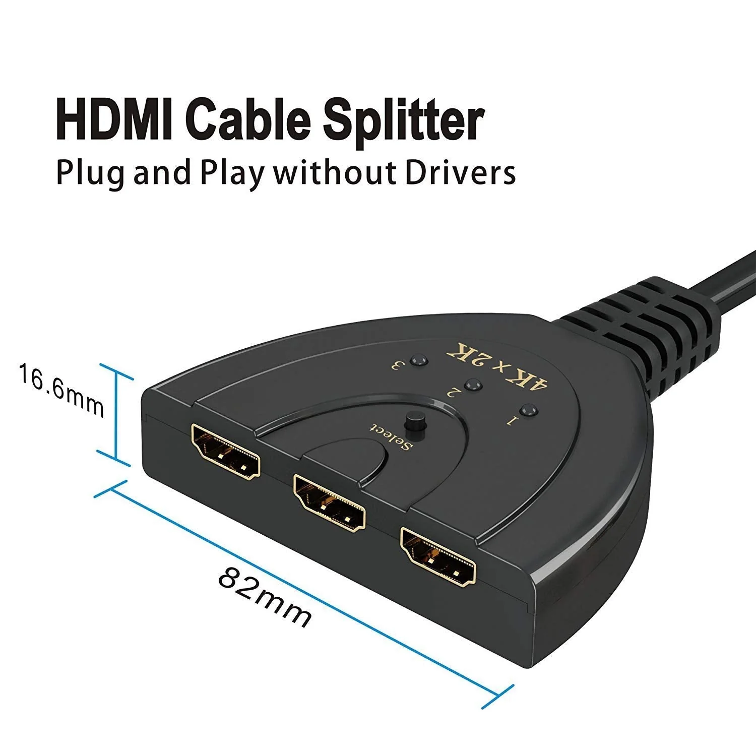 HDMI Switch,GANA 3 Port 4K HDMI Switch 3x1 Switch Splitter with Pigtail Cable Supports Full HD 4K 1080P 3D Player - Image 4