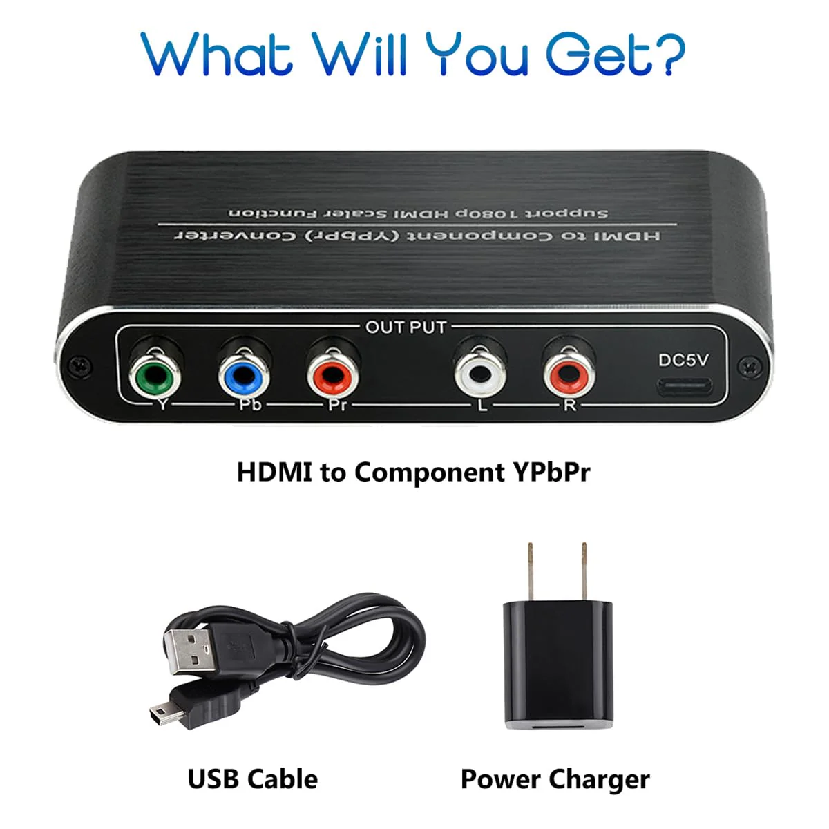 HDMI to Component Converter, HDMI to YPbPr 5RCA RGB Converter with Scaler Function up to 1080P@60Hz Supports Video Audio Converter Adapter for TV Stick, DVD, PS3, PS4 Etc Black - Image 7