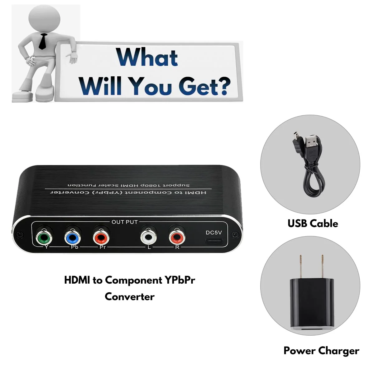 HDMI to Component Converter with Scaler Function, HDMI to YPbPr 5RCA RGB Scaler Adapter V1.4 with R/L Audio Output Support for MacBook TV Blu-Ray DVD PS4 DVD, PSP, Xbox 360,Amazon Fire TV - Image 7
