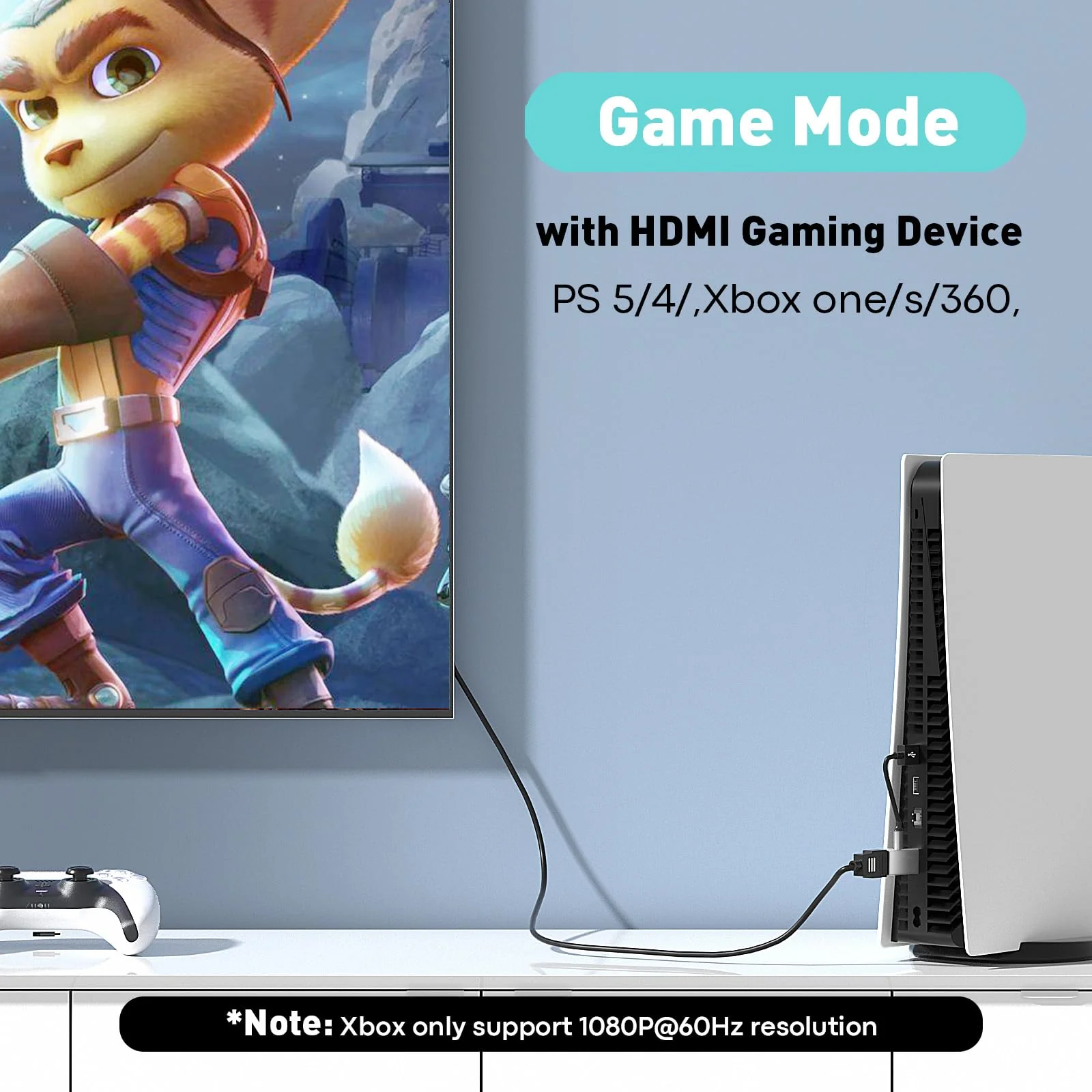 HDMI to DisplayPort Adapter (4K 60Hz,1080p 120Hz) Uni-Directional HDMI Male to DP Female Converter for Monitor Compatible with GPU,Laptop,AMD,NVIDIA,PS5,Xbox and More - 1 Pack 1.96 inch - Image 3