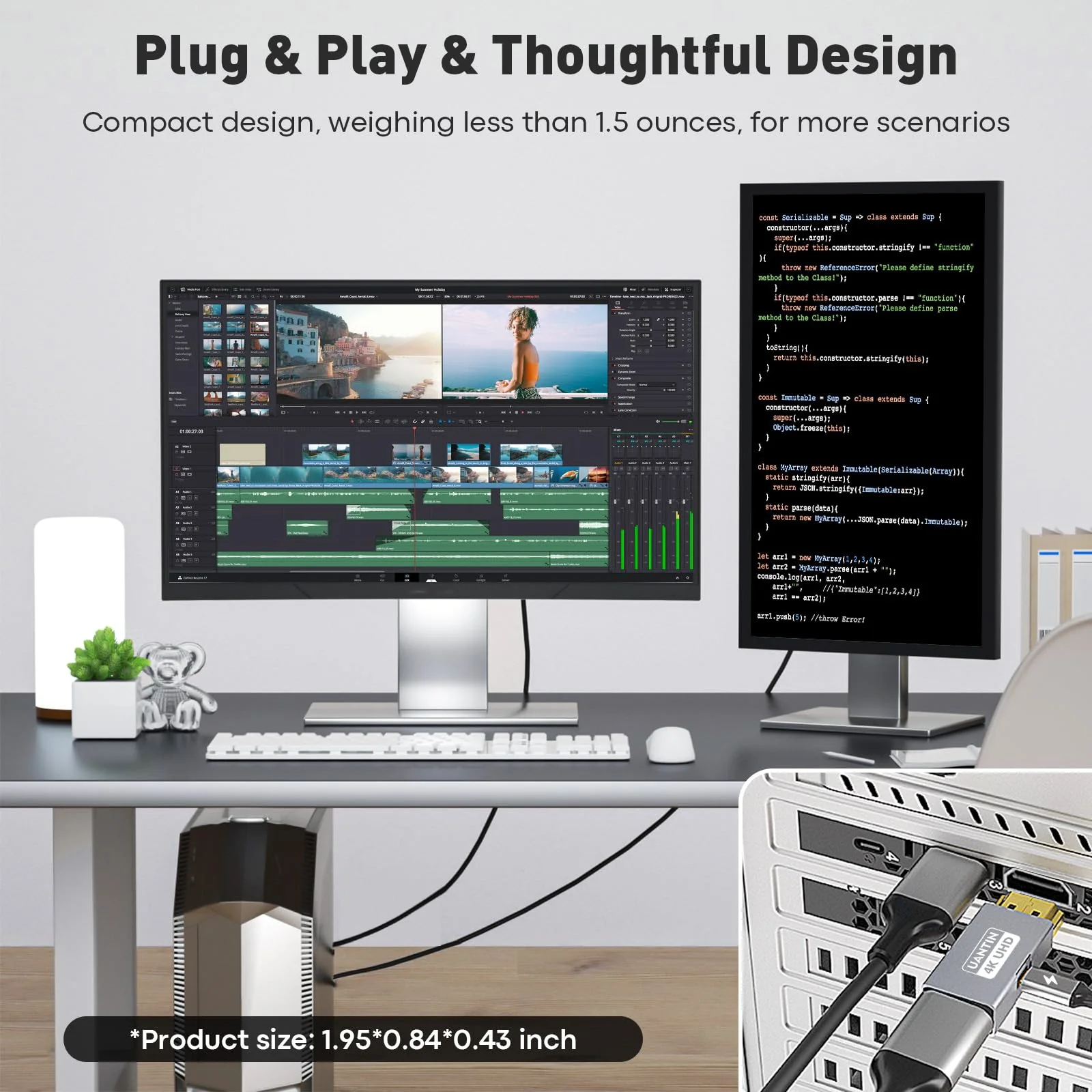 HDMI to DisplayPort Adapter (4K 60Hz,1080p 120Hz) Uni-Directional HDMI Male to DP Female Converter for Monitor Compatible with GPU,Laptop,AMD,NVIDIA,PS5,Xbox and More - 1 Pack 1.96 inch - Image 5