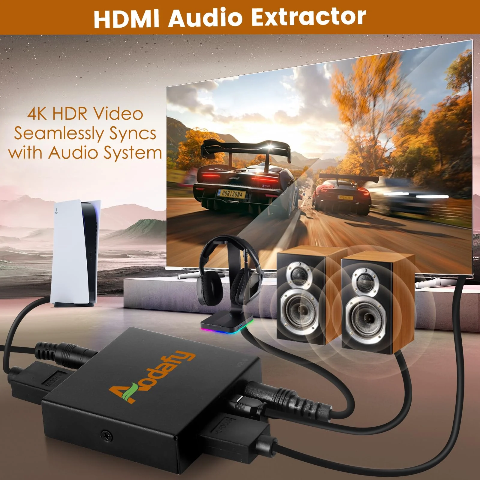 HDMI to Optical Audio Adapter, HDMI Audio Extractor to 3.5mm AUX Sound Extractor Splitter, 4K@60Hz Audio Converter Supports HDMI 2.0, HDCP 2.3, for Apple TV, Fire TV PS5, Xbox etc - Image 2