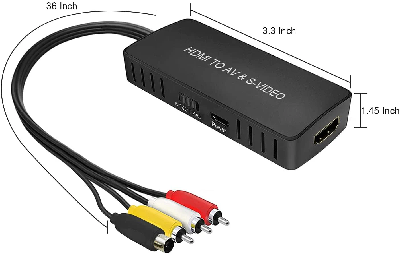 HDMI to RCA and S-Video Converter, Audio Video Converter Adapter Support 720P/1080p for Roku/Xbox/Blu-ray/DVD/ PS3/ Laptop/TV/Projector etc. HDMI to S-Video Converter - Image 4