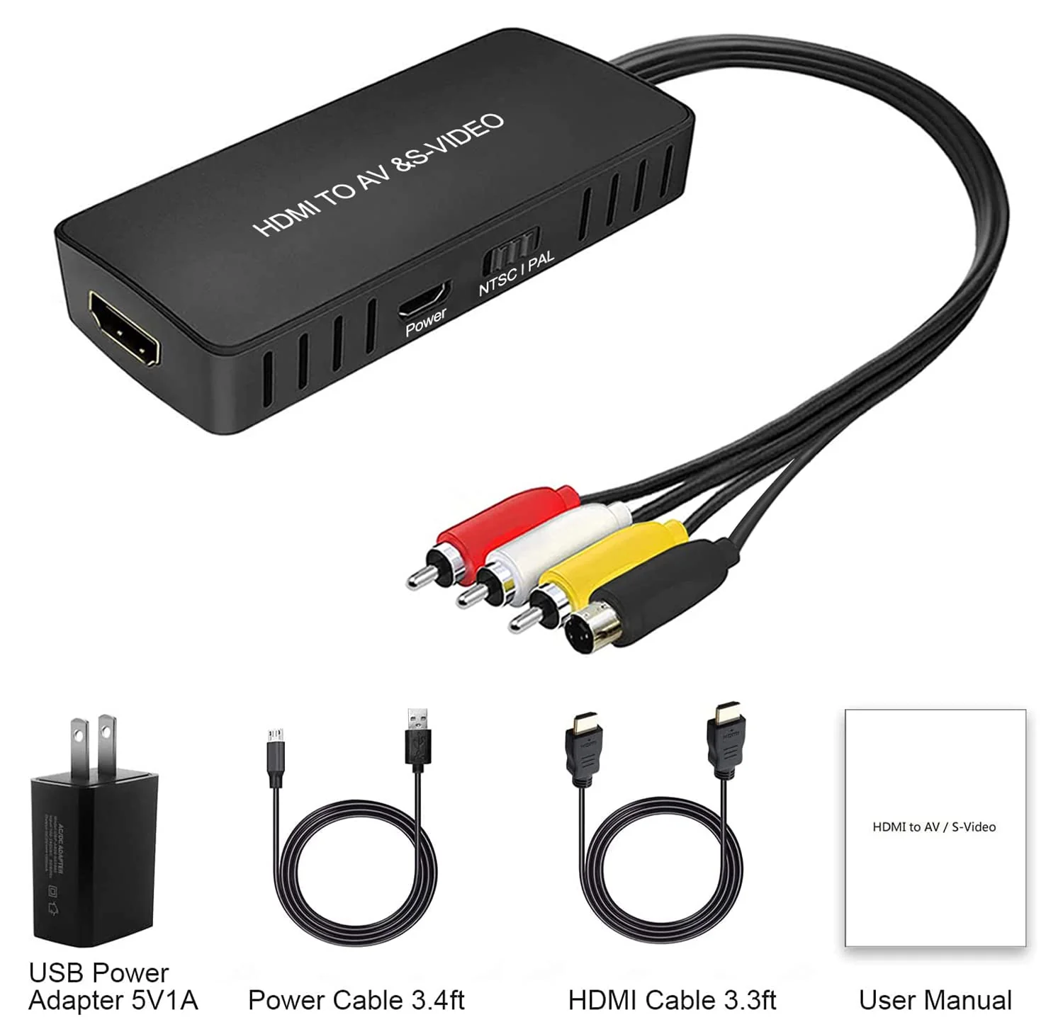 HDMI to RCA and S-Video Converter, Audio Video Converter Adapter Support 720P/1080p for Roku/Xbox/Blu-ray/DVD/ PS3/ Laptop/TV/Projector etc. HDMI to S-Video Converter - Image 5