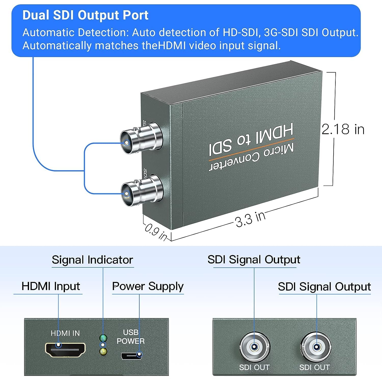 HDMI to SDI Converter Adapter HDMI to 3G-SDI/HD-SDI Converter Audio Embedder Dual SDI Output for CCTV Camera Home Theater - Image 5