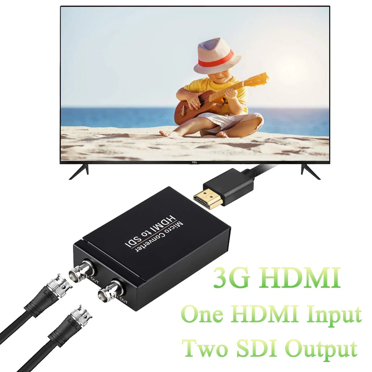 HDMI to SDI Converter, HDMI in Two SDI Output SD HD 3G-SDI Video Adapter Auto Format Detection Video Converter Stereo Audio Embedder for Camera HDMI to SDI - Image 3