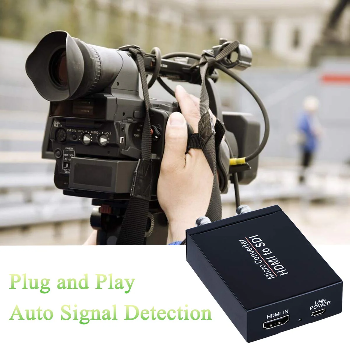 HDMI to SDI Converter, HDMI in Two SDI Output SD HD 3G-SDI Video Adapter Auto Format Detection Video Converter Stereo Audio Embedder for Camera HDMI to SDI - Image 5