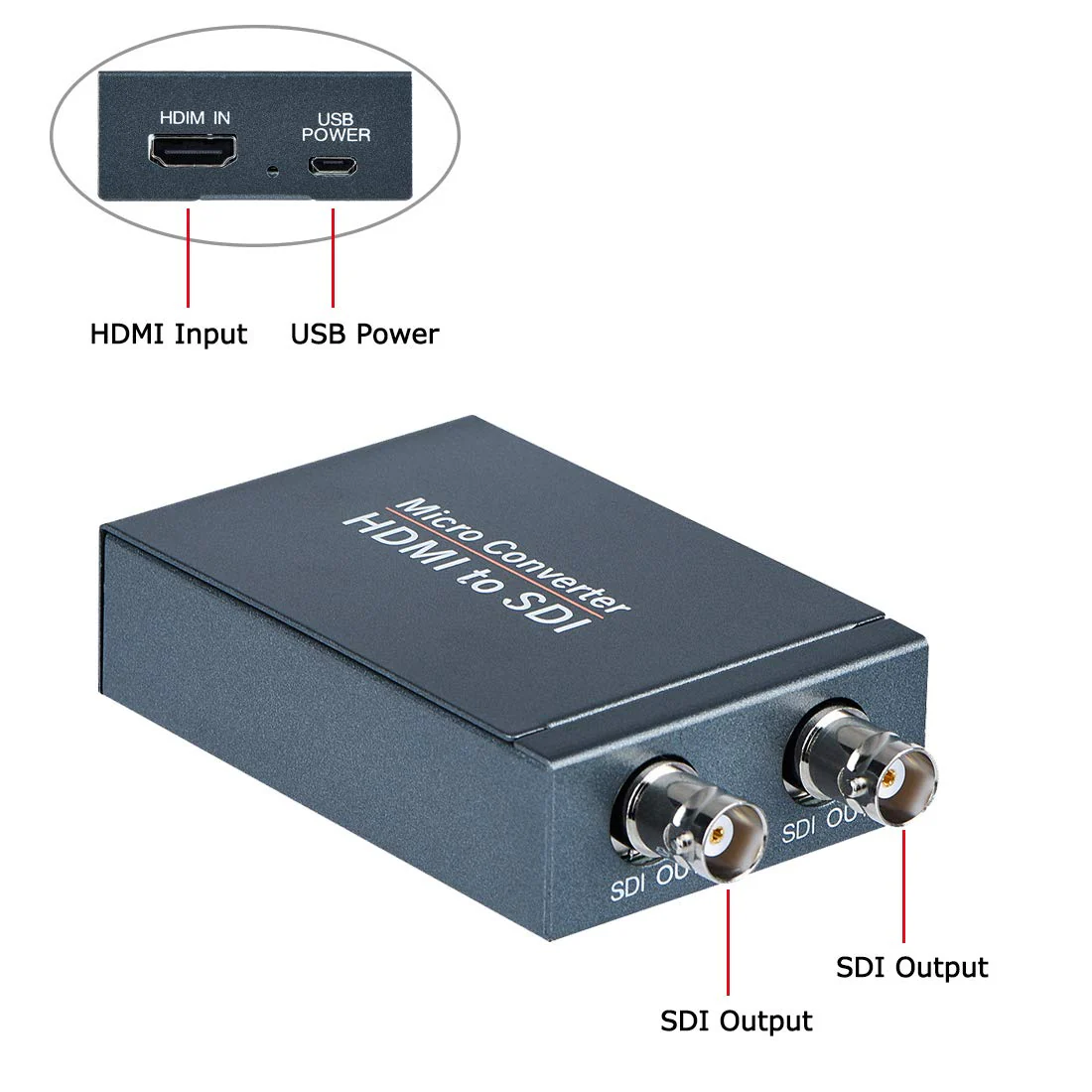 HDMI to SDI Converter, Micro Converter One HDMI in Two SDI Output (with Power Supply Adapter, Audio Embedder Support HDMI 1.3, 3G/HD-SDI Auto Format Detection Extender for Camera CCTV HDMI to SDI - Image 4