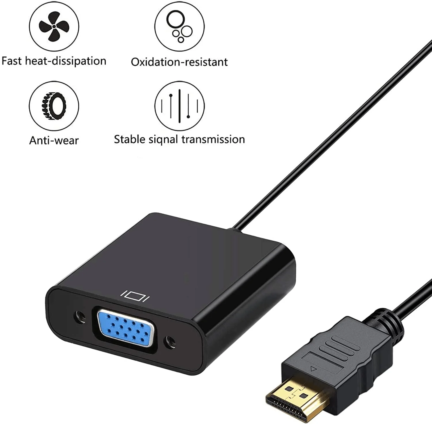 HDMI to VGA Adapter, Gold-Plated HDMI to VGA Converter (Male to Female), HDMI Adapter Compatible for Computer, Laptop, PC, Monitor, Projector, HDTV, Chromebook, Raspberry Pi, Roku, Xbox and More 1 pack - Image 5