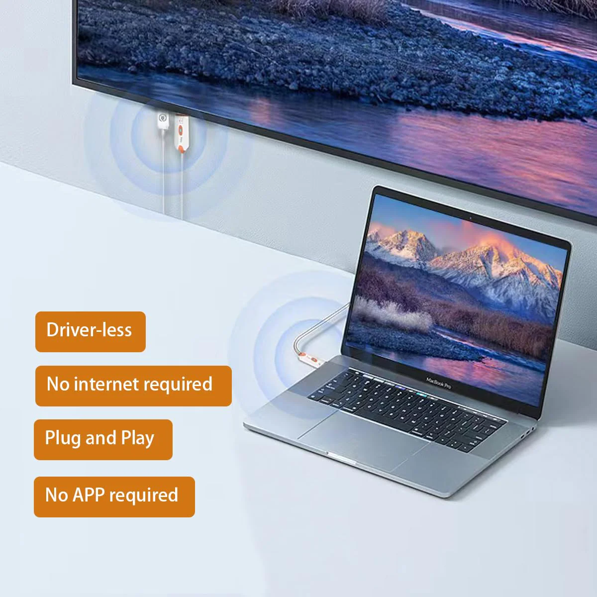 HDMI Wireless Transmitter Receiver, HDMI Extender Wireless 165FT Long Distance, Stable Plug and Play Video Audio Adapter Projection Mirror for Laptop, Projector, TV 4K Decode Output 1080 - Image 2