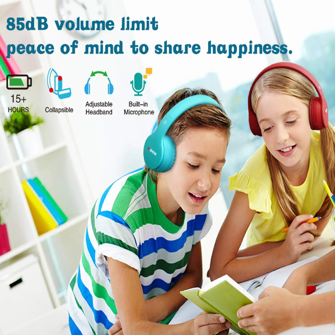 Headphones Bluetooth Wireless Kids Volume Limit 85dB /110dB Over Ear Foldable Noise Protection Headset/Wired inline AUX Cord Mic for Children Boy Girl Travel School Phone Pad Tablet PC Pink - Image 8