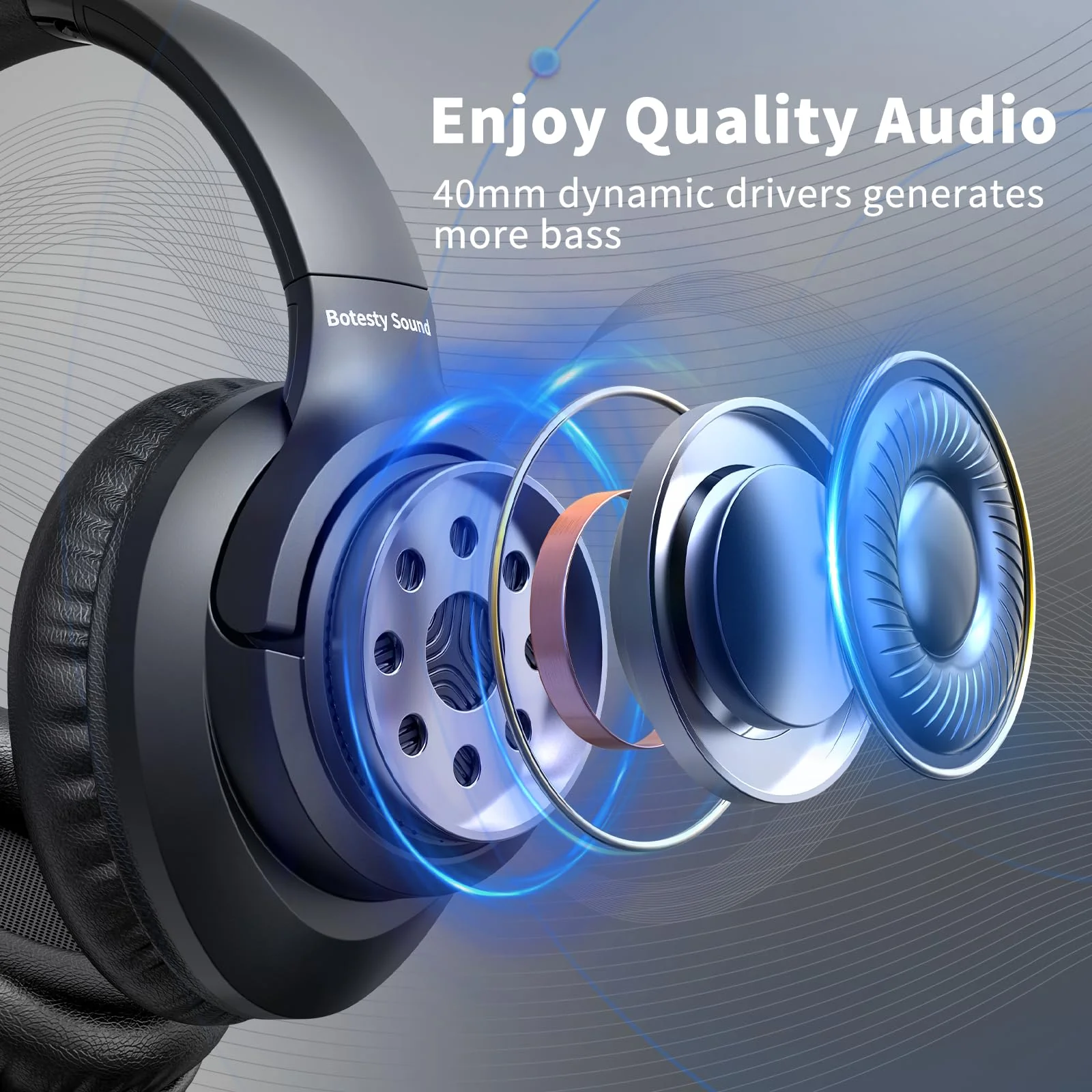 Headphones Wired with Microphone, Over Ear Foldable Headphones with 4.9ft Tangle-Free Nylon Cord, 3.5mm Plug in Headphones for Smartphone,Tablet,Computer,MP3/4 (Black) - Image 7
